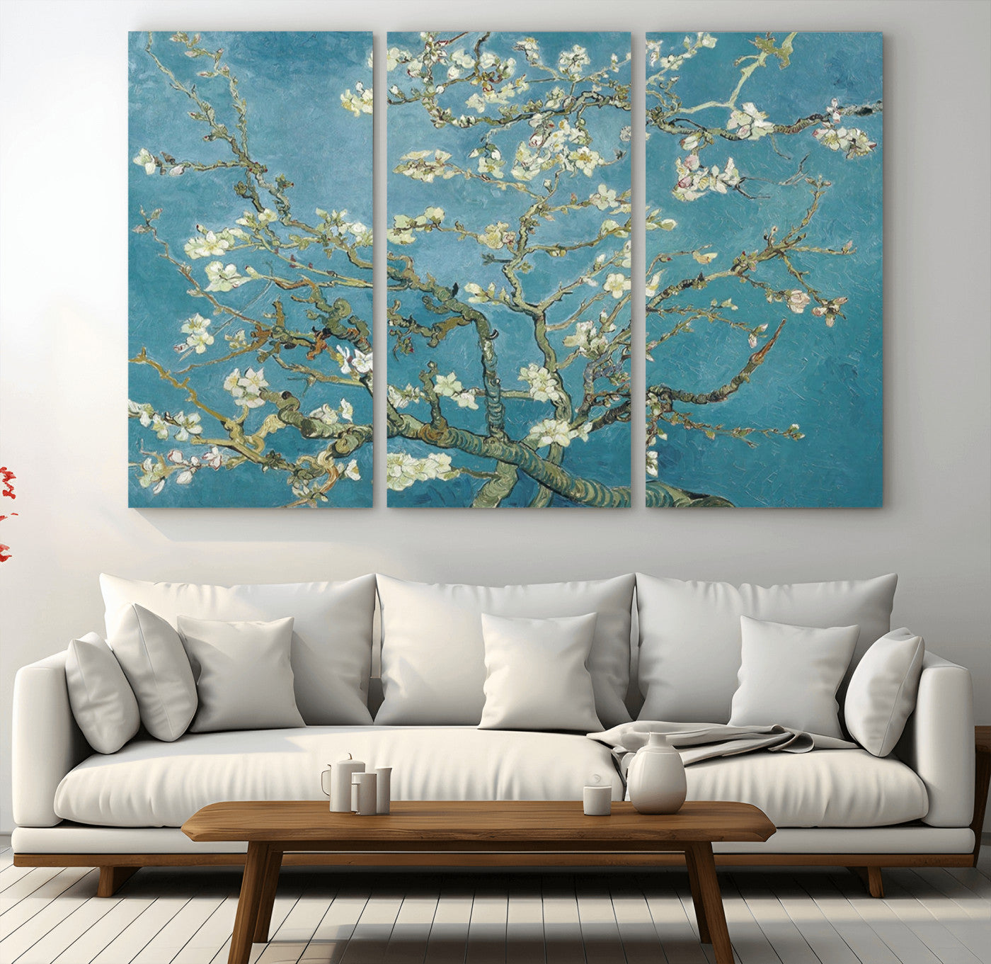 65607-MGV-CV-36X24-Almond Blossom Wall Art – Van Gogh Blue Floral Canvas Print, Elegant Impressionist Painting Decor for Living Room, Bedroom or