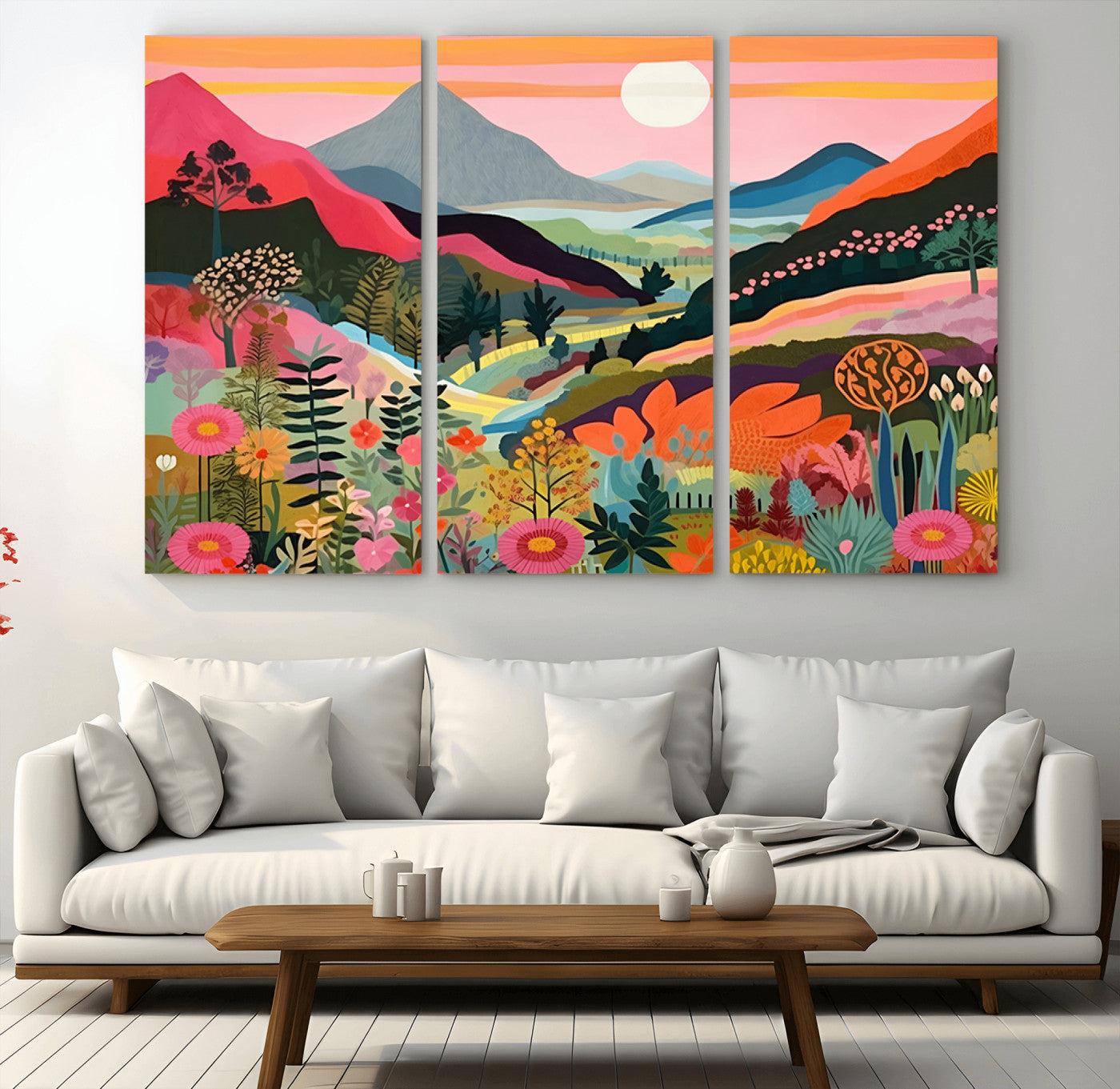 61376-MGV-CV-36X24-Floral Valley Wall Art – Panoramic Mountain Landscape Canvas Print, Vibrant Nature Decor for Living Room, Office, or Bedroom