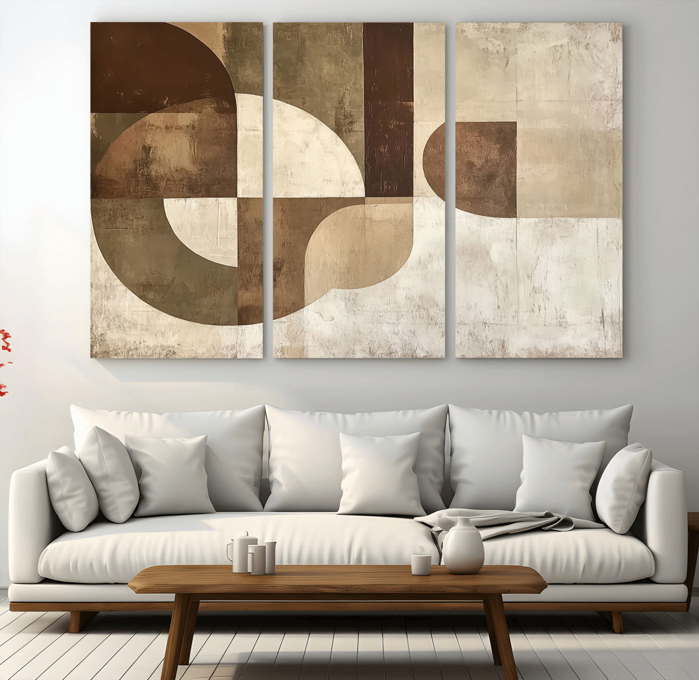 59767-MGV-CV-36X24-Abstract Geometric Shapes Wall Art – Modern Minimalist Canvas Print, Neutral Brown Beige Tan Artwork for Living Room, Bedroom,