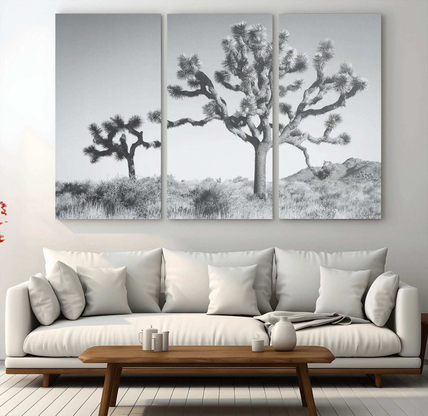 29996209-MGV-CV-36X24-Joshua Tree Art Wall Art Canvas Print, Framed Black White Landscape Art Picture Print, Desert Tree Decor Perfect Southwestern Boho