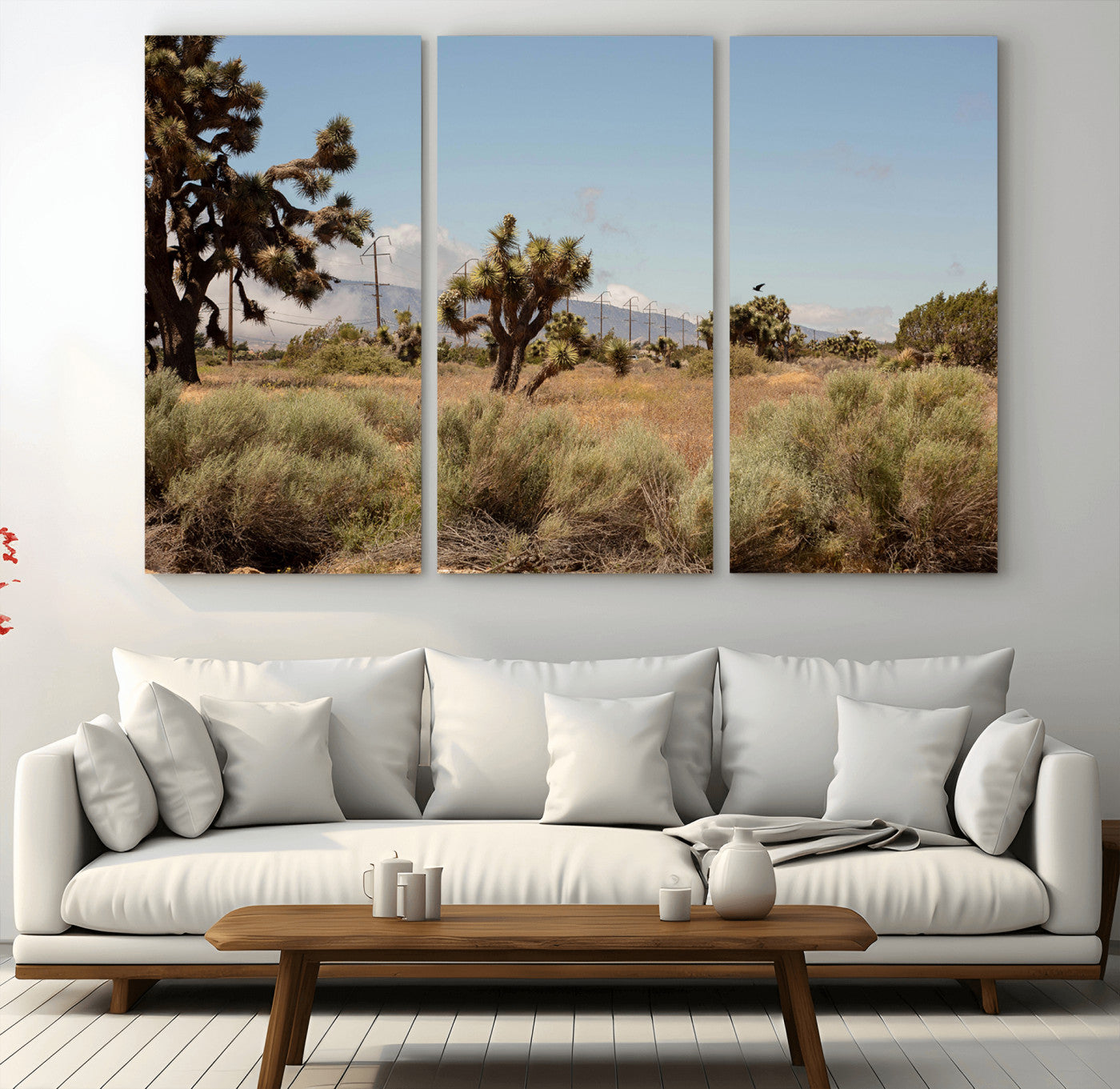 16114018-MGV-CV-36X24-Joshua Tree Wall Art Canvas Print, Framed Desert Landscape Art Picture Print, Mountain Horizon Perfect Southwestern Boho Decor