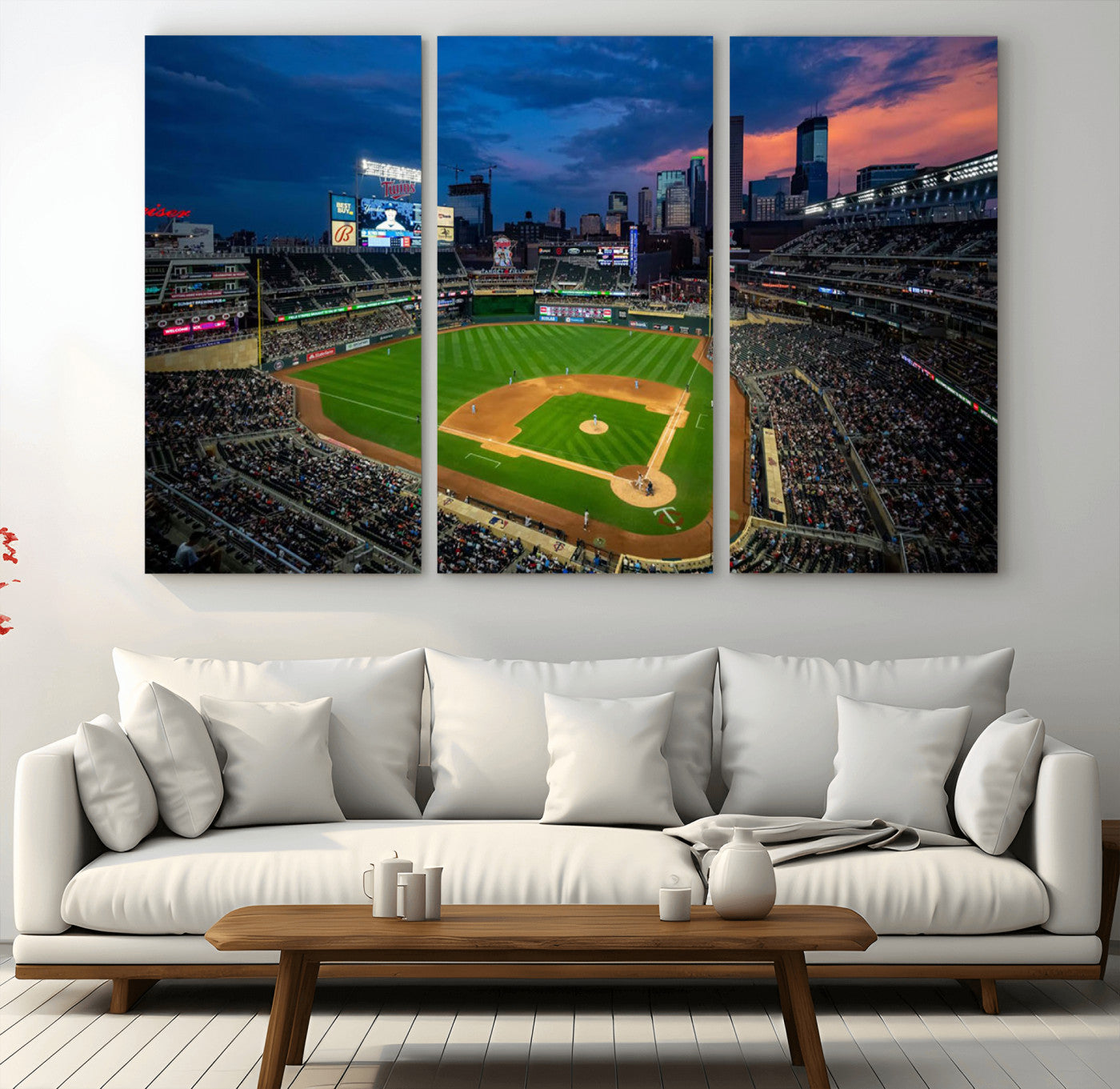 68222753-MGV-CV-36X24-Baseball Stadium Wall Art – Panoramic Night Game Canvas Print, Sports Decor for Man Cave, Office, Bar, or Living Room