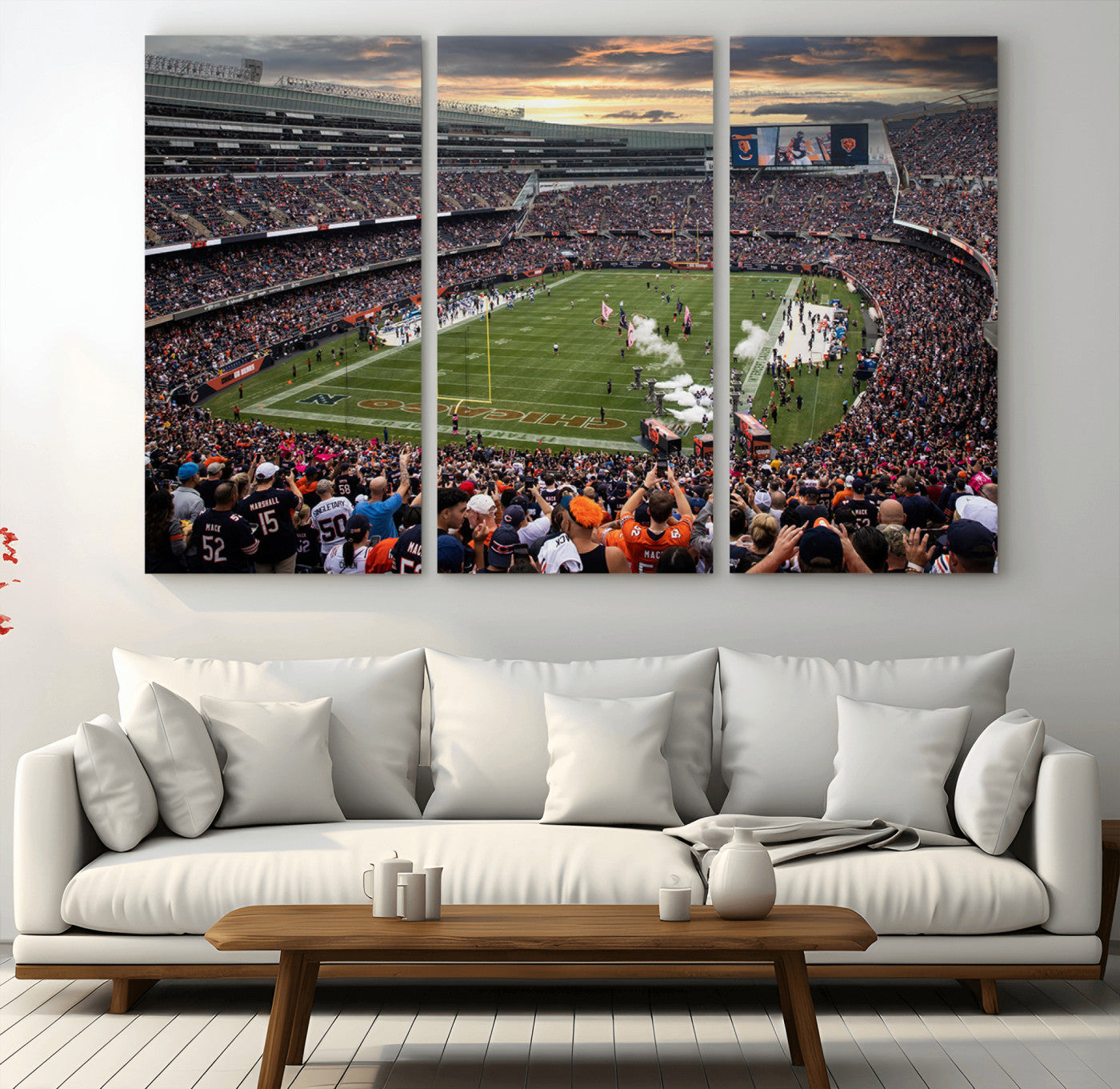 87578930-MGV-CV-36X24-Soldier Field Wall Art – Chicago Bears Football Stadium Sunset Canvas Print, Game Day Sports Decor for Man Cave, Bar, Office, or