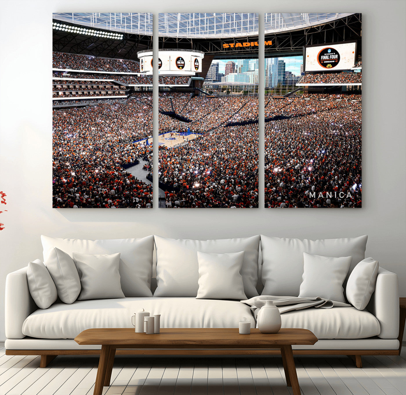 38616413-MGV-CV-36X24-Chicago Dome Stadium Wall Art – Futuristic Basketball Final Four Arena Canvas Print, Modern Sports Fan Decor for Man Cave or