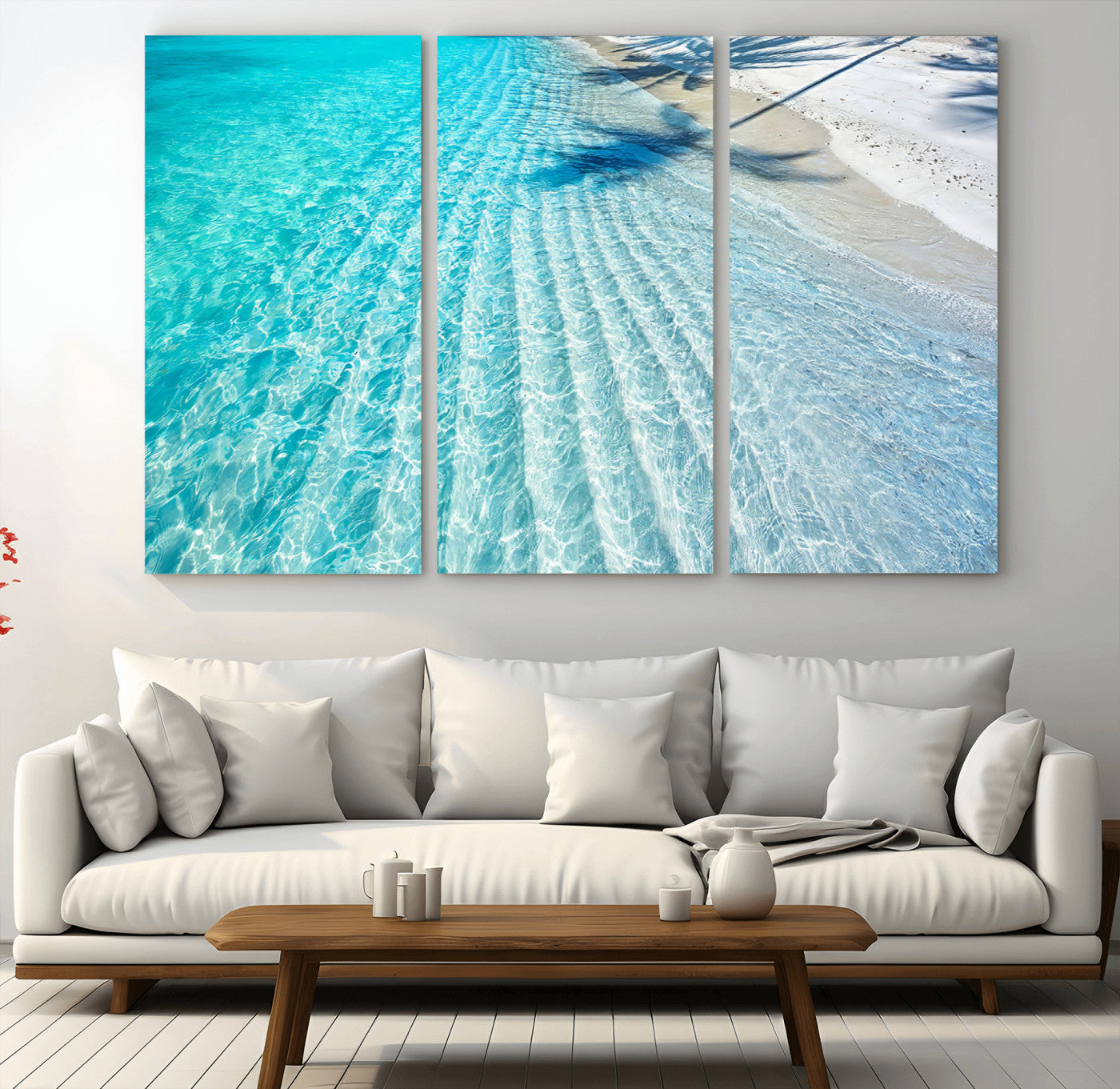 68127042-MGV-CV-36X24-Beach Wall Art – Tropical Ocean Canvas Print, Clear Water and White Sand Photography Decor for Bedroom, Living Room, Office,