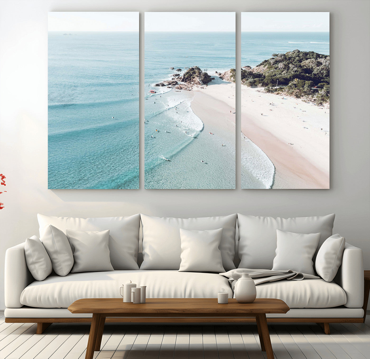 79395467-MGV-CV-36X24-Coastal Wall Art – Aerial Beach Canvas Print, Ocean Waves and Sandy Shore Photography Decor for Bedroom, Living Room, Office,