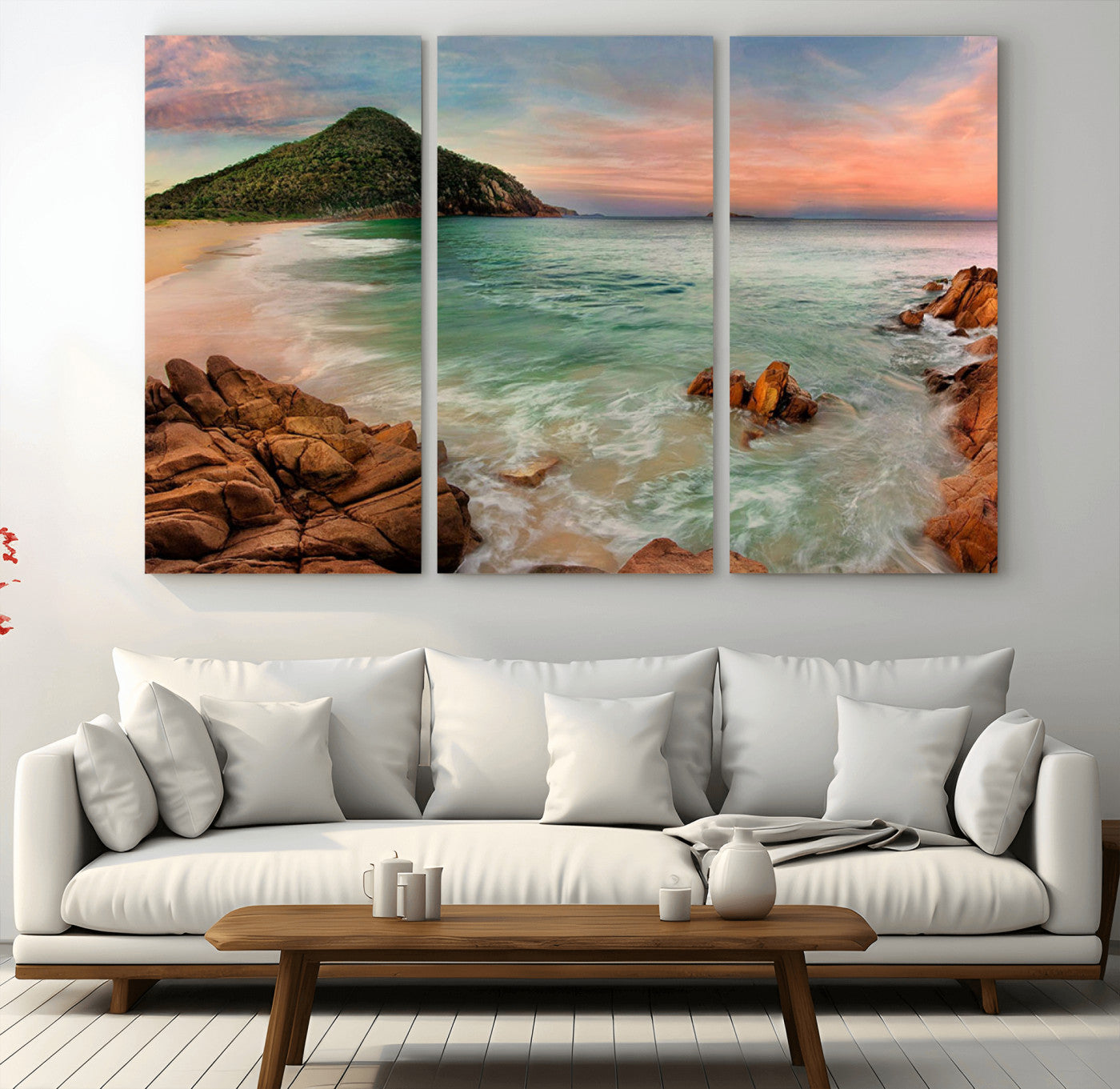 53831025-MGV-CV-36X24-Coastal Landscape Wall Art – Tropical Beach Ocean Canvas Print, Sunset Mountain View Photography Decor for Living Room, Bedroom,