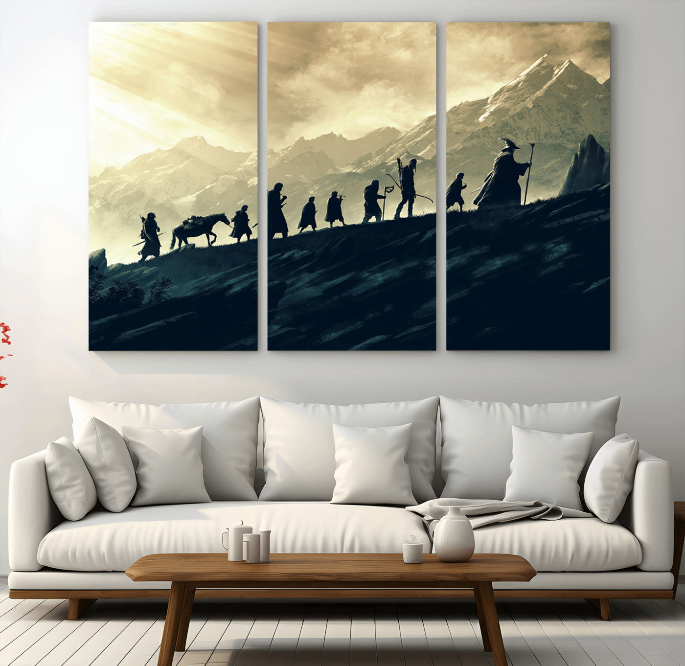 76547-MGV-CV-36X24-Fellowship Journey Wall Art Canvas Print, Framed LOTR Art Picture Print, Middle Earth Perfect Tolkien Fantasy Decor Artwork