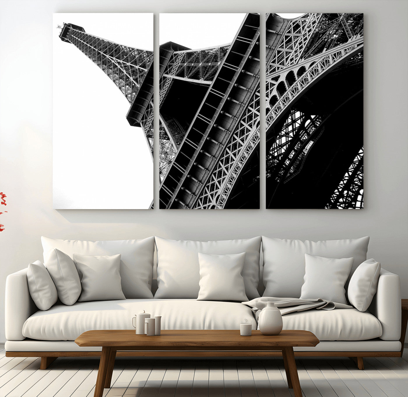 89033-MGV-CV-36X24-Eiffel Tower Wall Art – Dramatic Black and White Architectural Canvas Print, Modern Paris Decor for Office, Living Room or