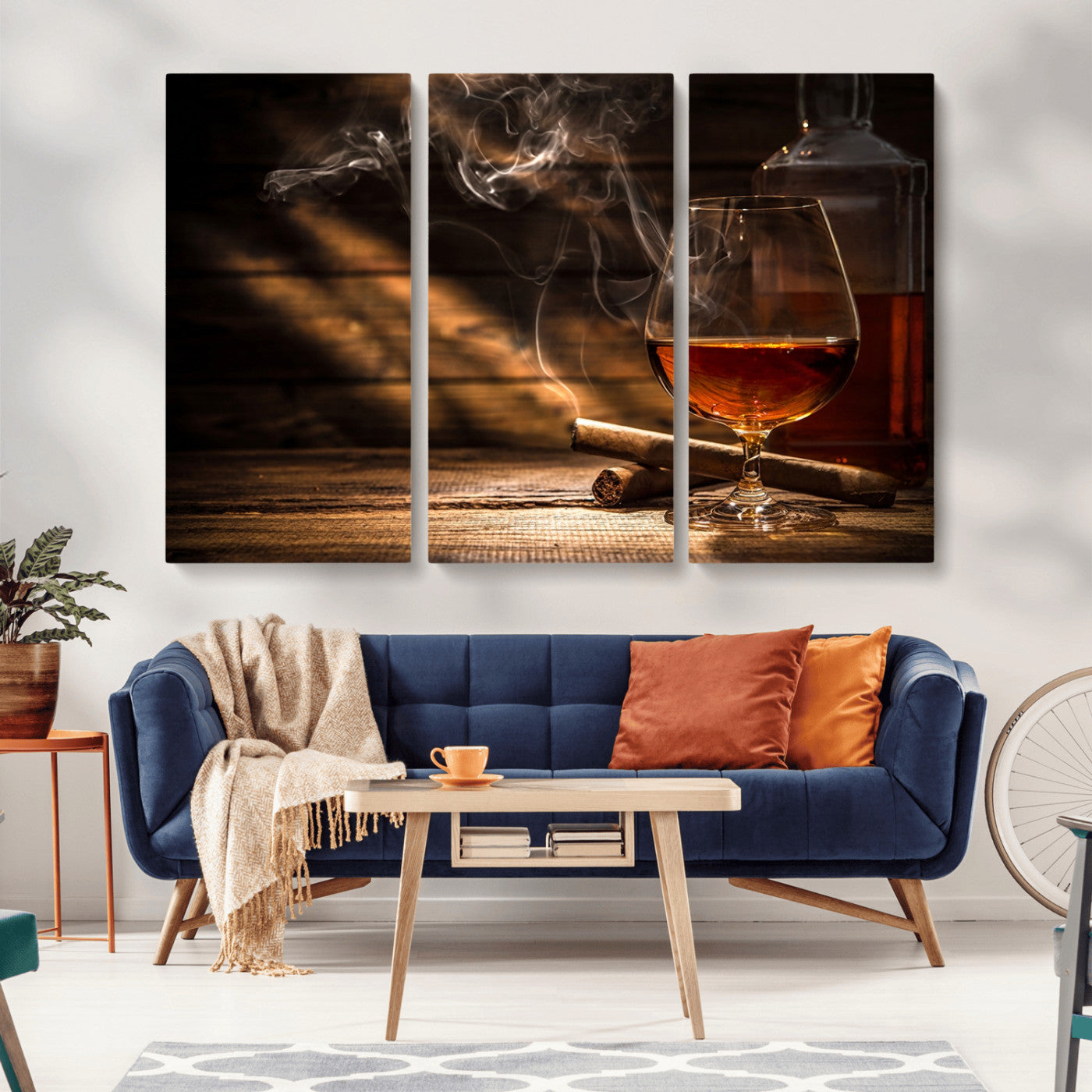 92305-MGV-CV-36X24-Whiskey & Cigar Wall Art – Moody Whiskey and Cigar Canvas Print, Sophisticated Bar or Home Lounge Decor for Office, Man Cave or