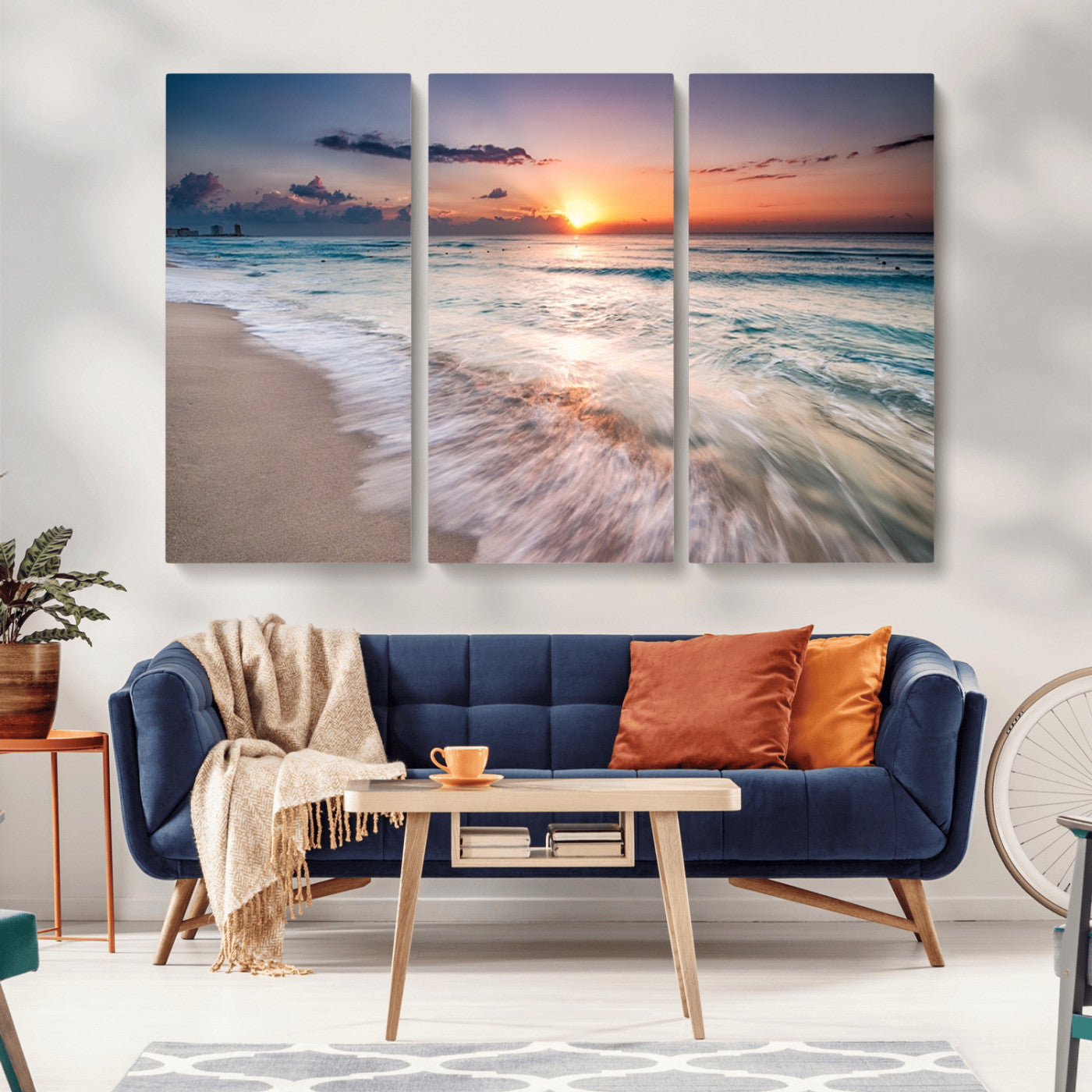 71849-MGV-CV-36X24-Sunrise Ocean Beach Wall Art – Serene Seascape Canvas Print with Gentle Waves, Coastal Nature Decor for Bedroom, Living Room or