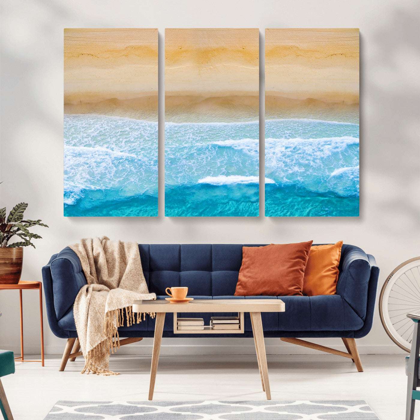 43046-MGV-CV-36X24-Aerial Beach Wall Art – Serene Ocean Waves & Sandy Shore Canvas Print, Coastal Home Decor for Living Room, Bedroom or Office