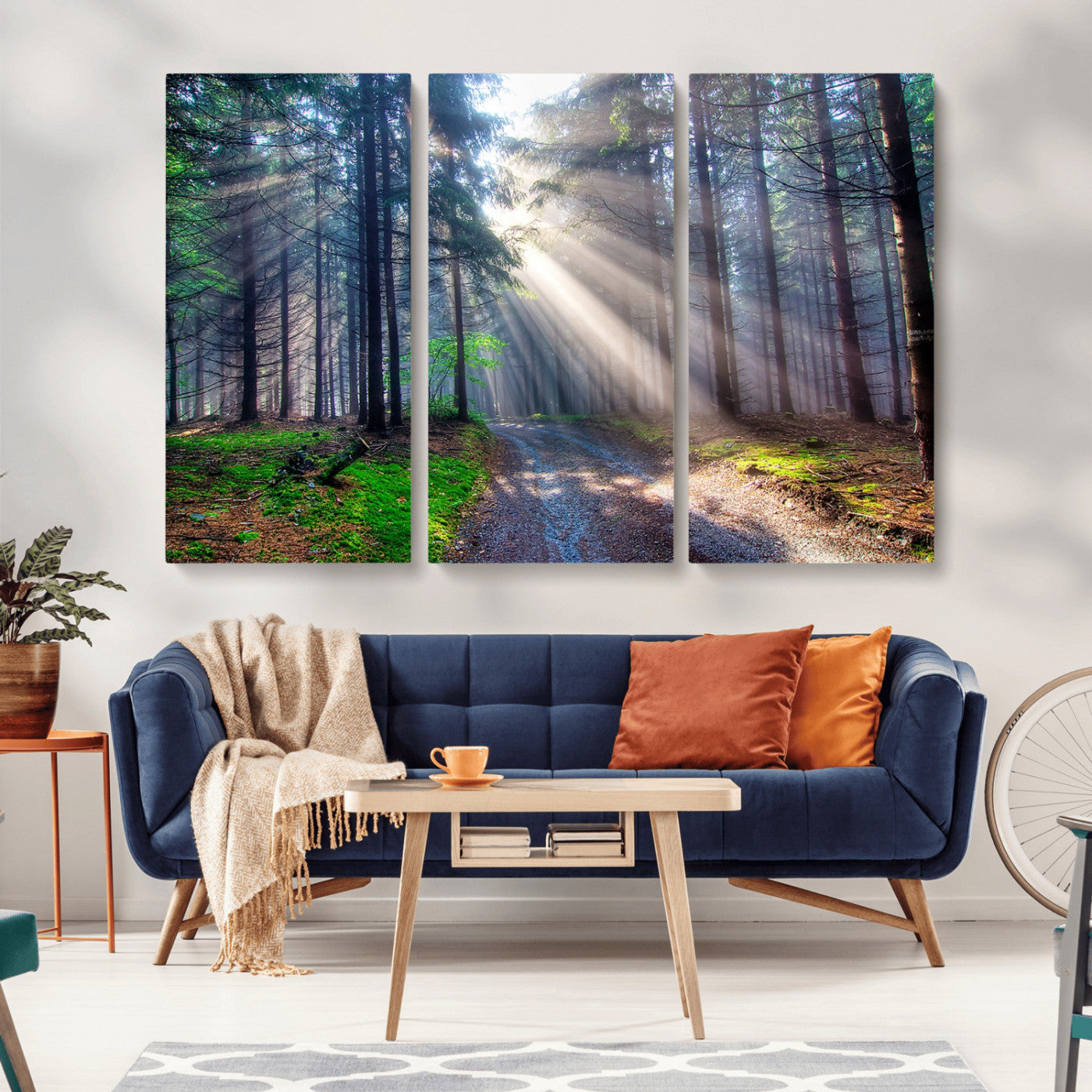 42047-MGV-CV-36X24-Sunlit Forest Path Wall Art – Nature Canvas Print, Serene Woodland Landscape, Perfect Home & Office Decor for Calm and Tranquil