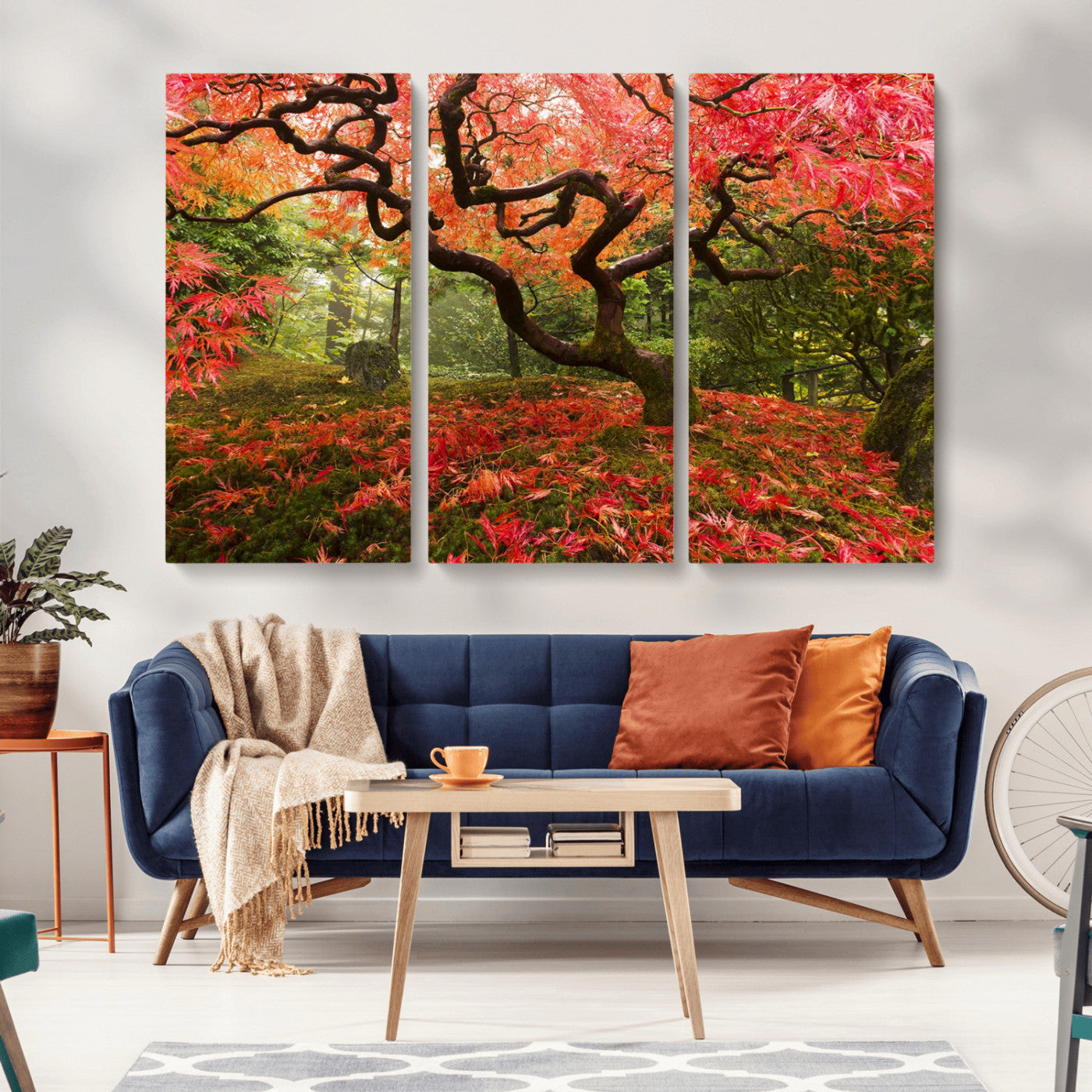 73343-MGV-CV-36X24-Autumn Maple Wall Art – Panoramic Vibrant Red Maple Tree Canvas Print, Seasonal Nature Decor for Office, Living Room or Garden