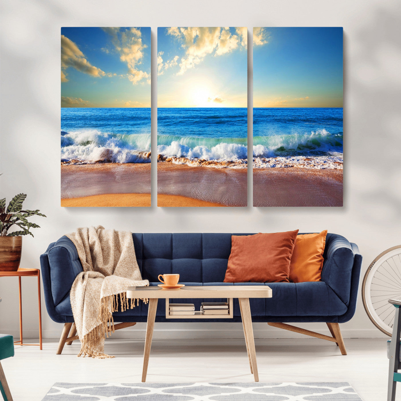 50522-MGV-CV-36X24-Ocean Sunrise Wall Art – Peaceful Beach Waves and Golden Horizon Canvas Print, Coastal Seascape Decor for Home or Office