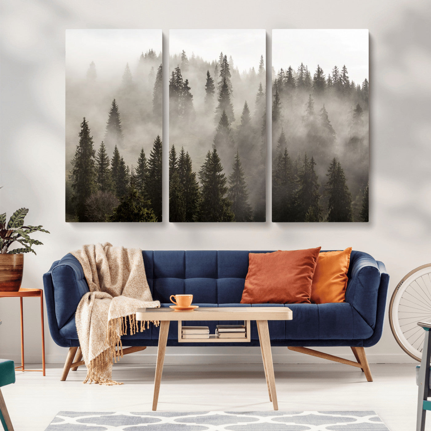 62862-MGV-CV-36X24-Misty Forest Wall Art – Tranquil Pine Tree Canvas Print with Mountain Fog, Nature Landscape Artwork for Living Room, Bedroom, or