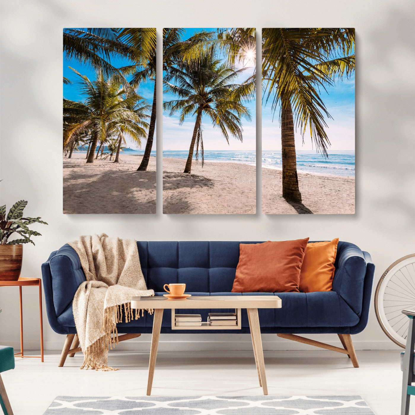 98175-MGV-CV-36X24-Tropical Palm Beach Wall Art – Relaxing Ocean Shore Canvas Print with Palm Trees, Coastal Summer Decor for Living Room, Bedroom or