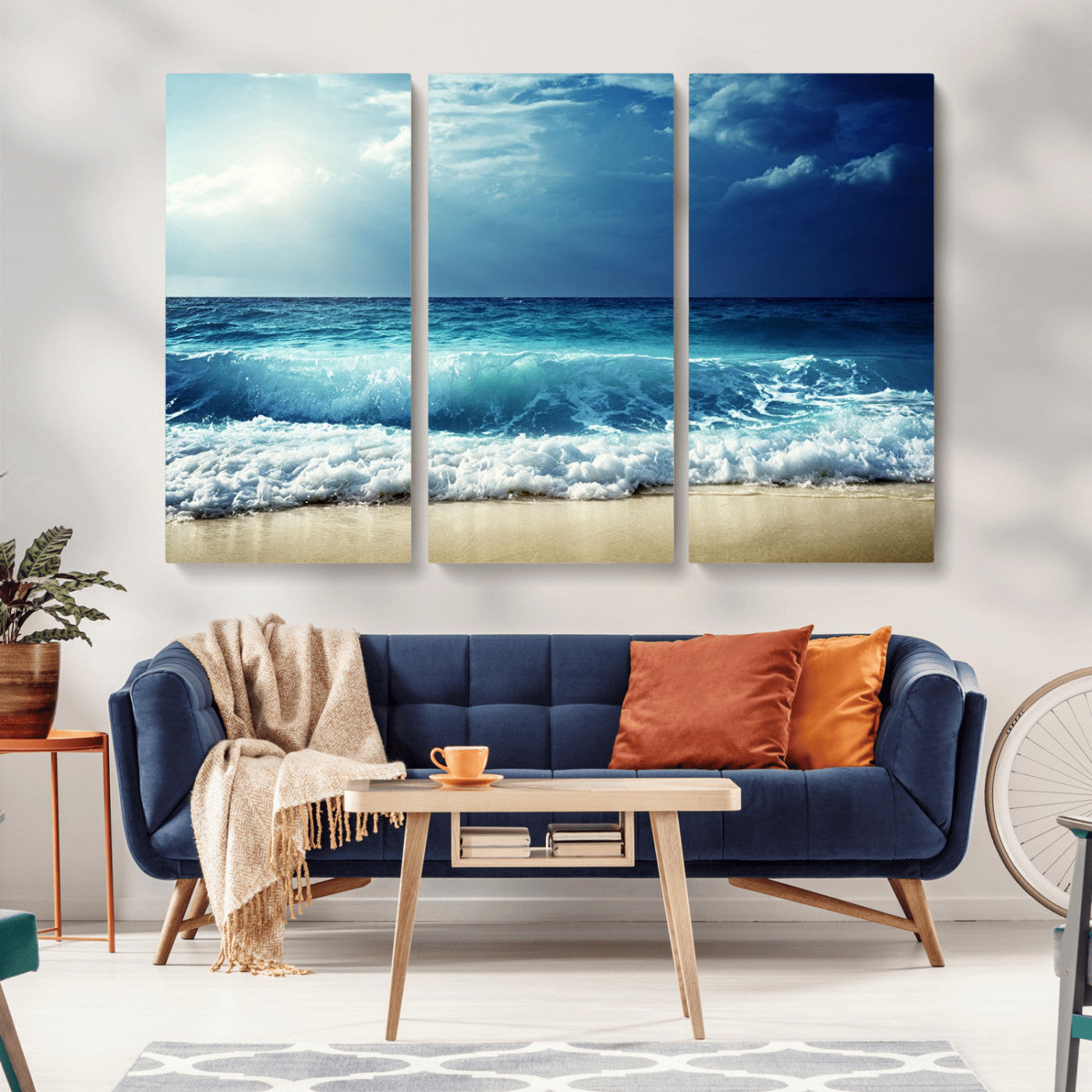 84116-MGV-CV-36X24-Ocean Wave Wall Art – Blue Sea and Beach Canvas Print, Coastal Seascape Photography Artwork for Living Room, Bedroom, or Office