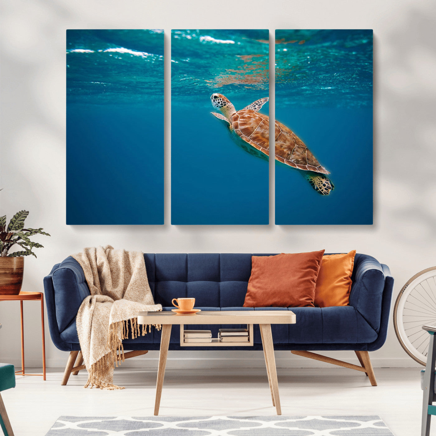 91440-MGV-CV-36X24-Sea Turtle Wall Art – Ocean Turtle Canvas Print, Underwater Marine Life Decor for Living Room, Office, Beach House or Bathroom