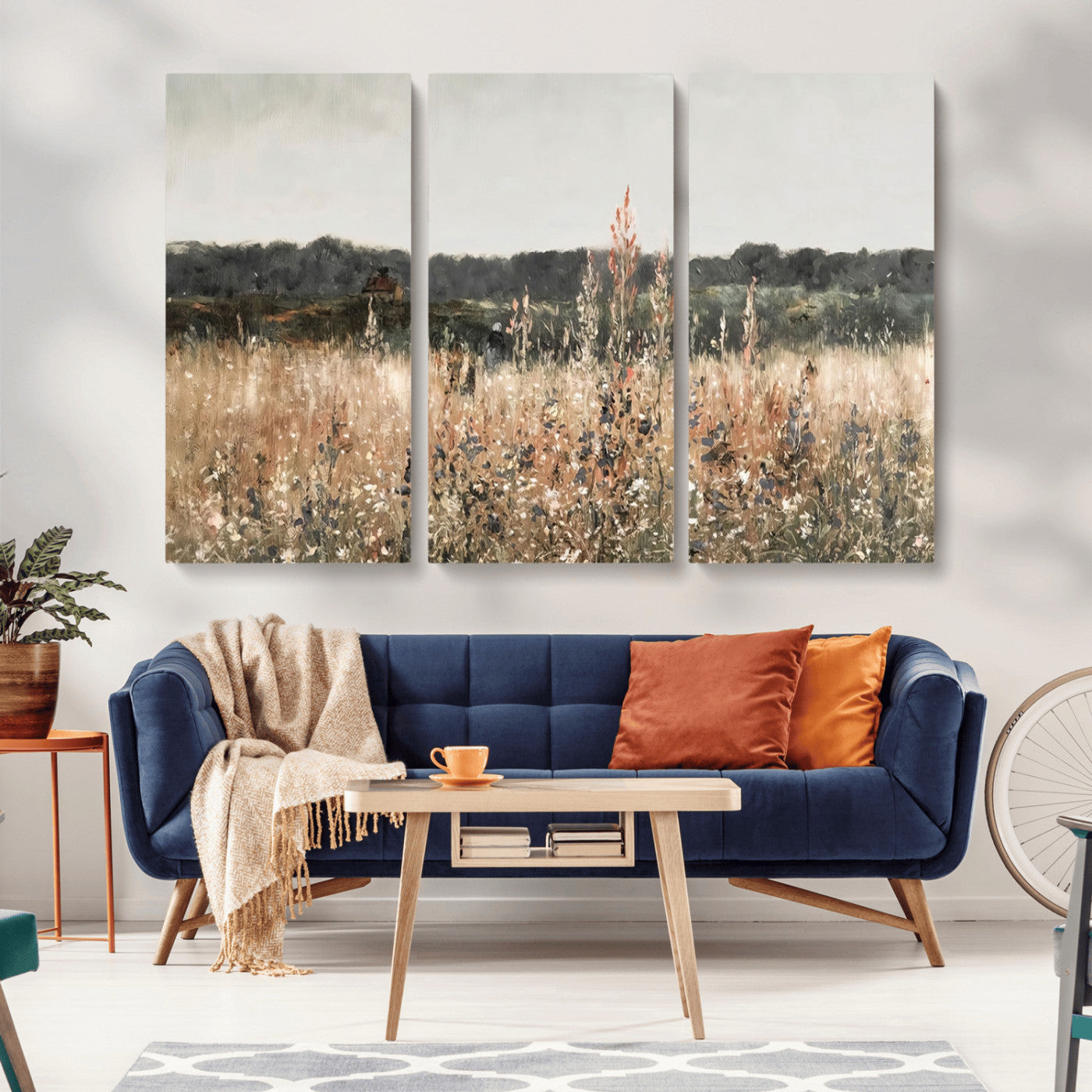 46308-MGV-CV-36X24-Wildflower Field Wall Art – Rustic Meadow Landscape Canvas Print, Country Nature Decor for Living Room, Bedroom or Farmhouse