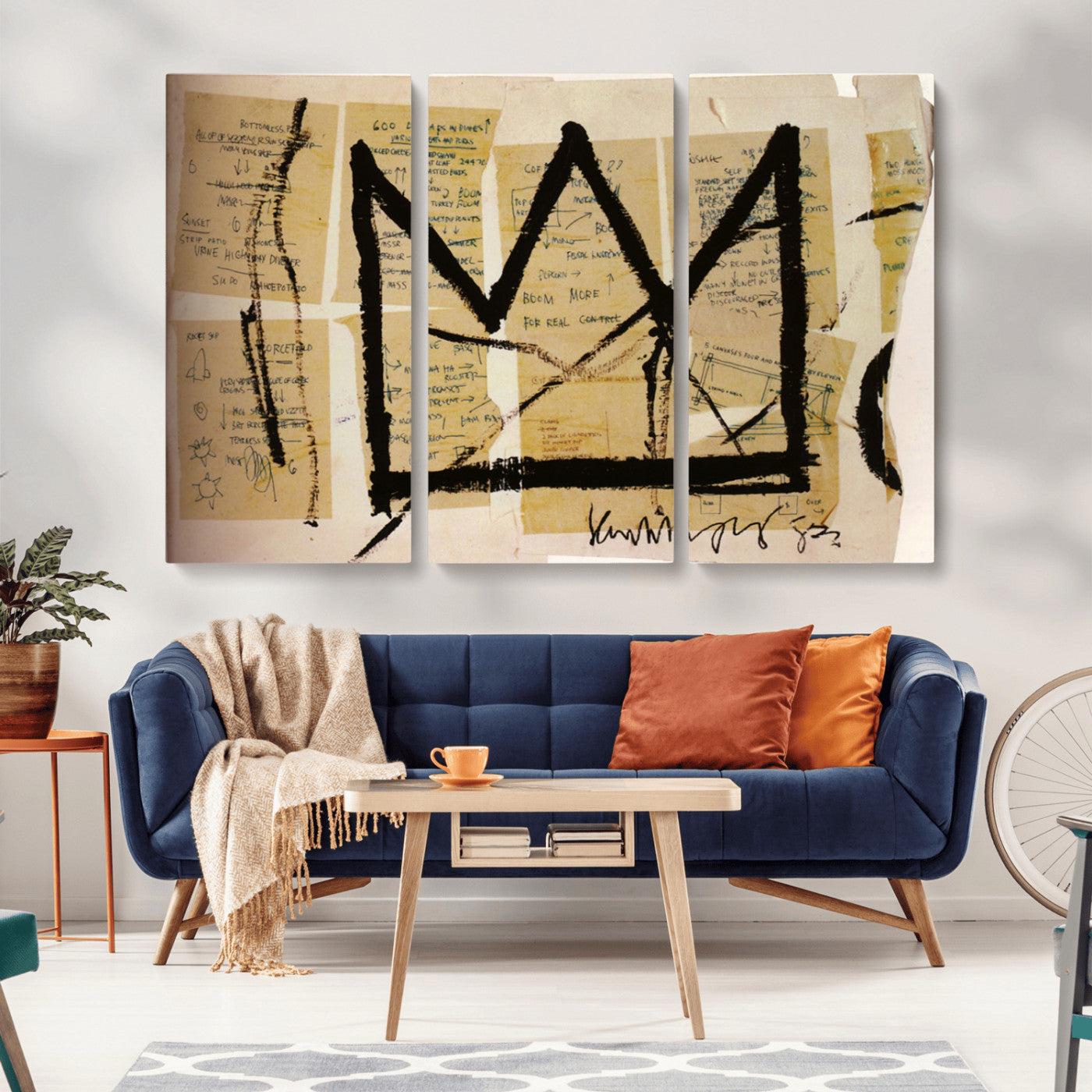 37215-MGV-CV-36X24-Abstract Crown Wall Art – Urban Graffiti Style Canvas Print Modern Street Art Design, Bold Contemporary Decor for Living Room,