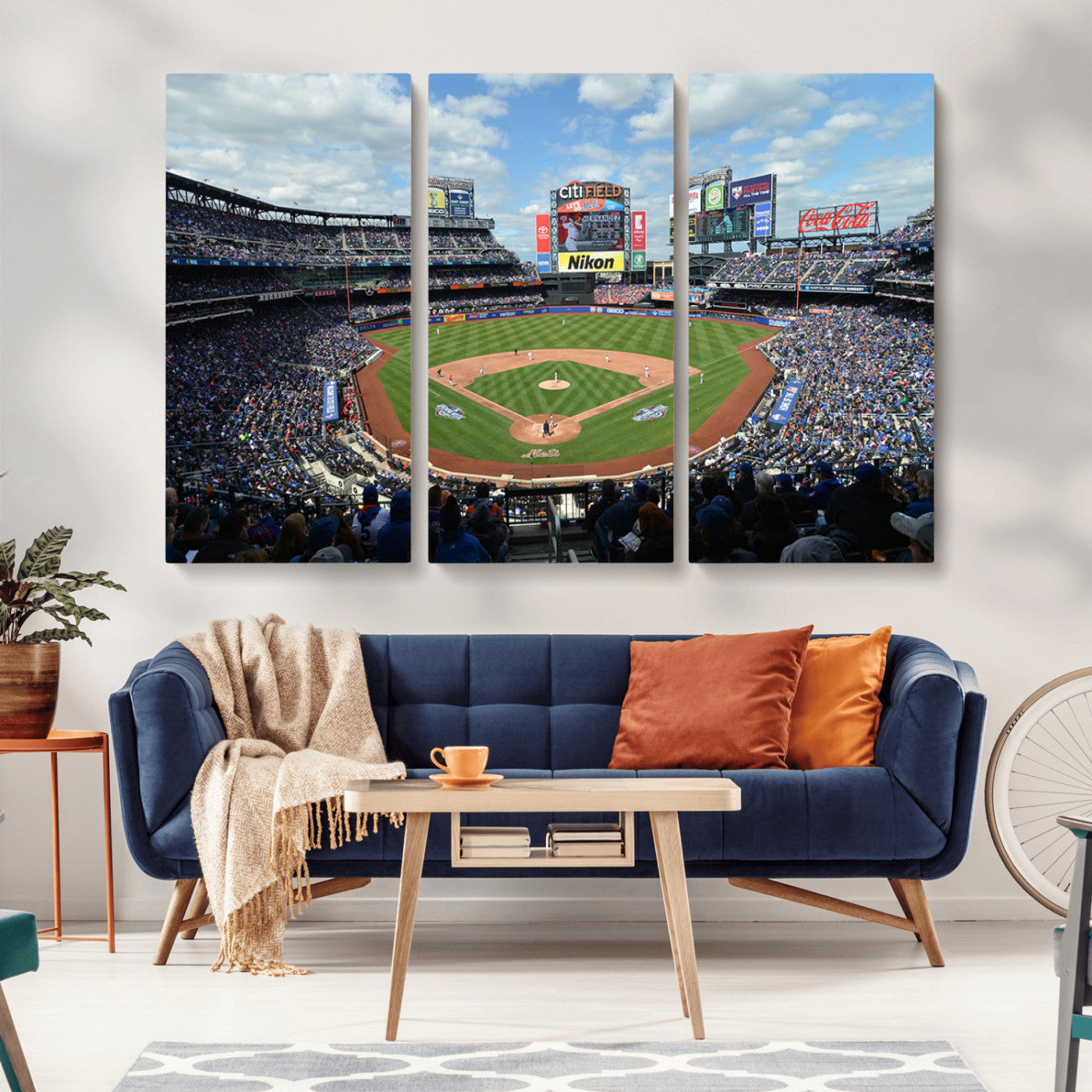 22910-MGV-CV-36X24-City Field Stadium Wall Art Canvas Print, Framed New York Stadium Art Picture Print, City Field Perfect Sport Room Decor Artwork