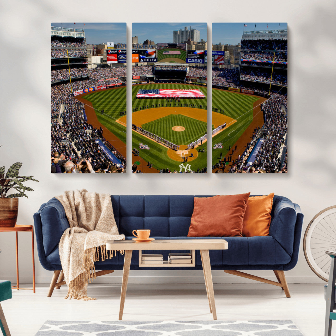 20879-MGV-CV-36X24-Yankee Stadium Wall Art Canvas Print, Framed New York Stadium Art Picture Print, Yankee Field Perfect Sport Room Decor Artwork