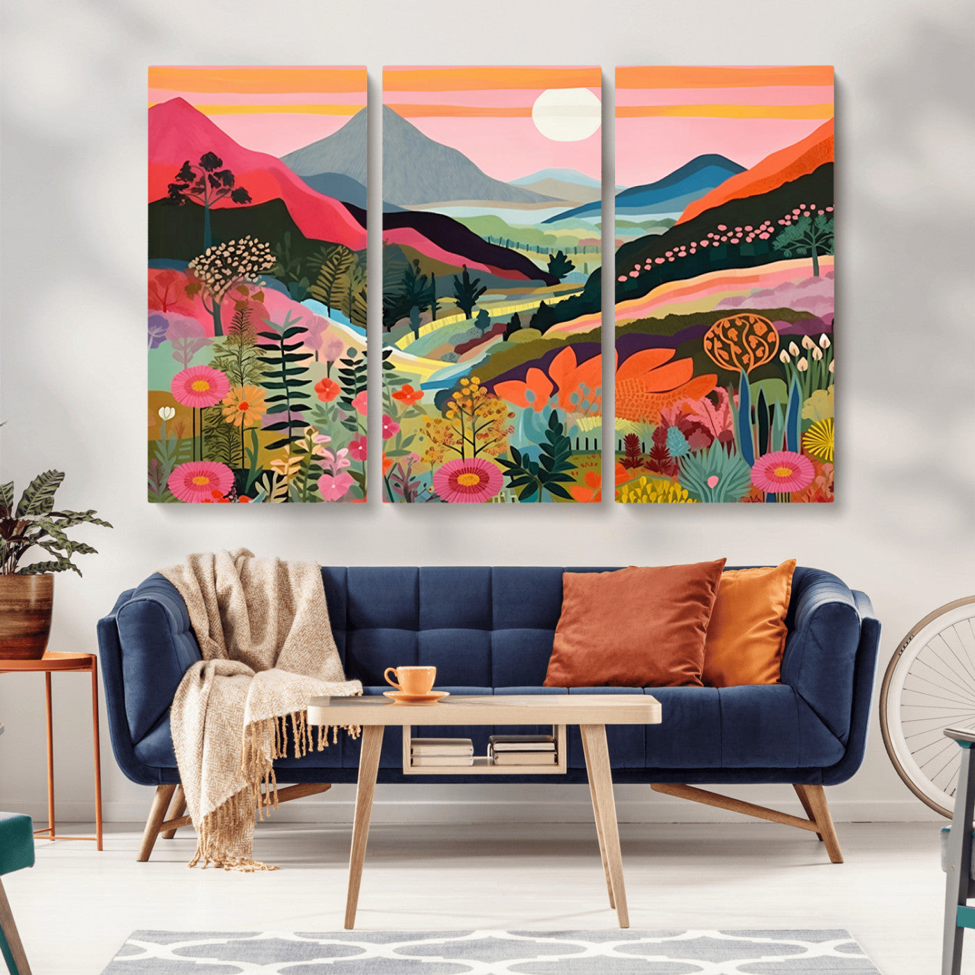 61376-MGV-CV-36X24-Floral Valley Wall Art – Panoramic Mountain Landscape Canvas Print, Vibrant Nature Decor for Living Room, Office, or Bedroom