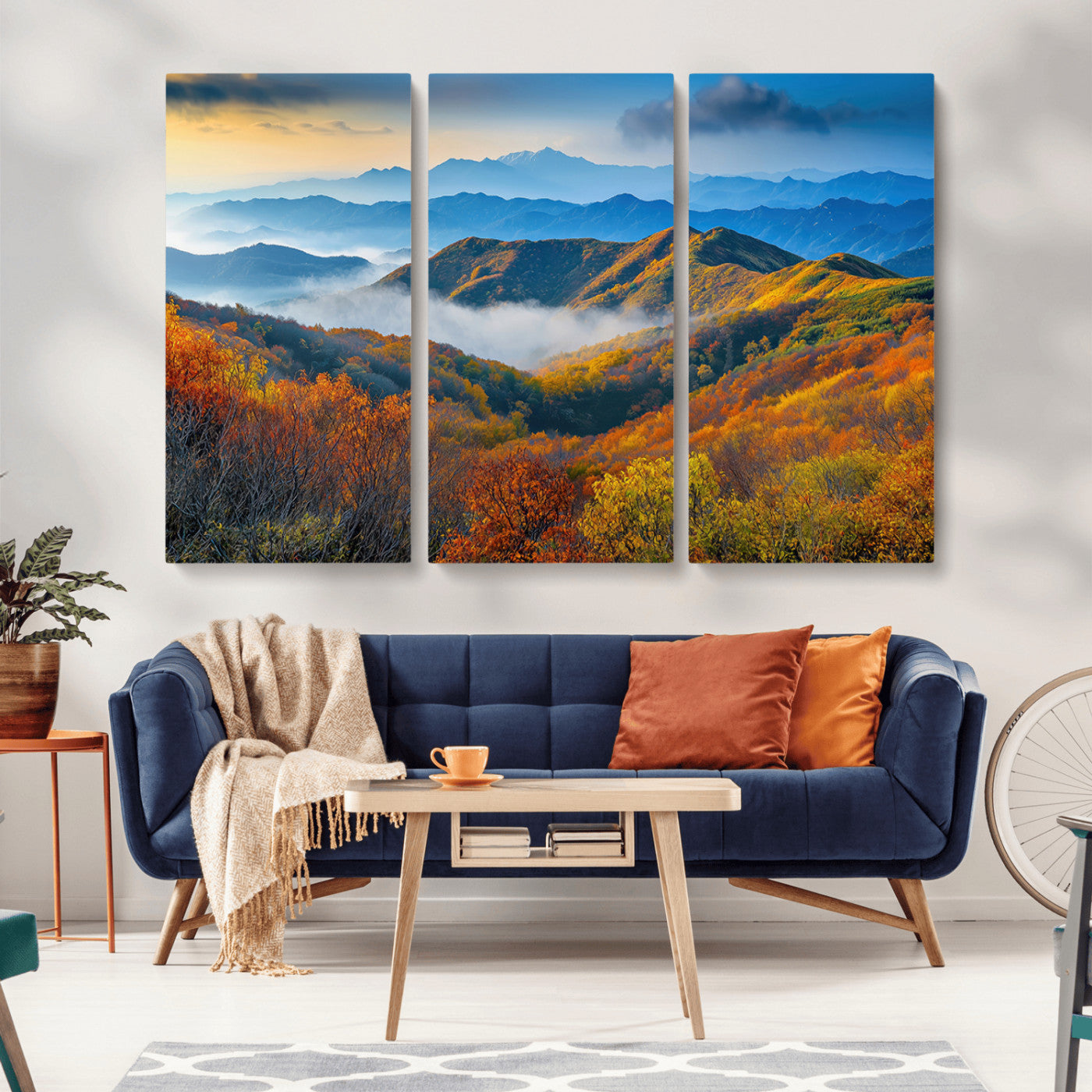 86772247-MGV-CV-36X24-Autumn Mountains Wall Art Canvas Print, Framed Fall Foliage Art Picture Print, Vibrant Hills Perfect Vibrant Nature Decor Artwork