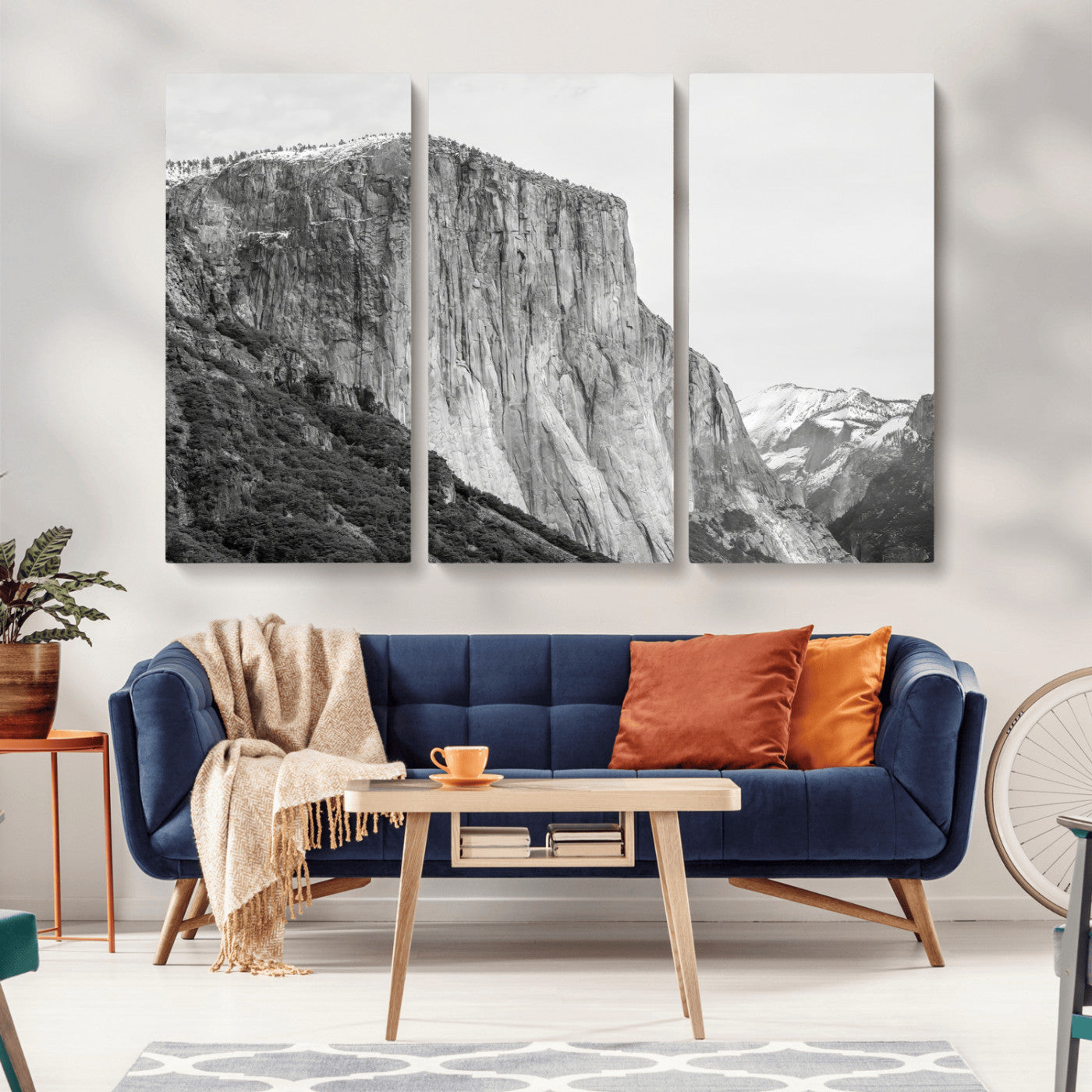 39393420-MGV-CV-36X24-El Capitan Wall Art Canvas Print, Framed Yosemite Cliff Art Picture Print, Monochrome Mountain Perfect Monochrome Sierra Decor
