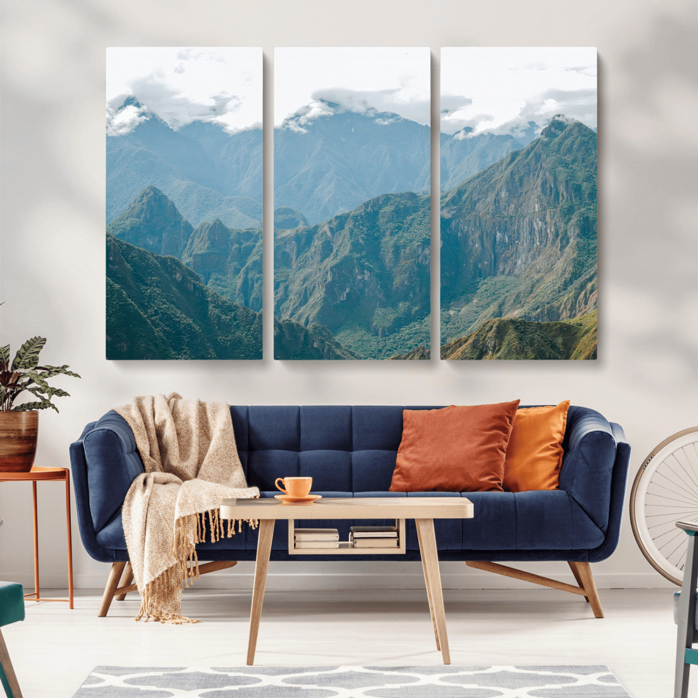 79393816-MGV-CV-36X24-Misty Mountain Wall Art Canvas Print, Framed Cloudy Andean Art Picture Print, Rugged Mountain Perfect Rustic Nature Decor Artwork
