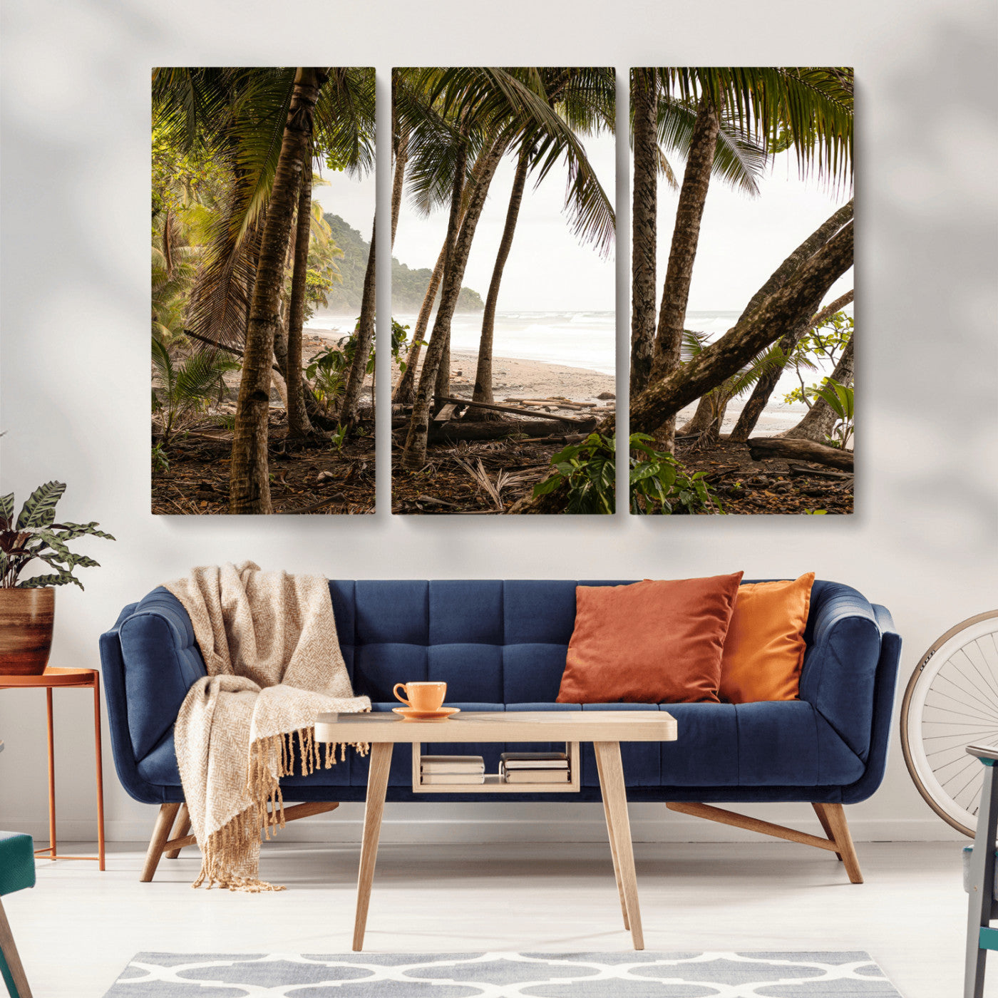 92093951-MGV-CV-36X24-Tropical Jungle Wall Art Canvas Print, Framed Palm Tree Forest Art Picture Print, Coastal Escape Perfect Jungle Retreat Decor