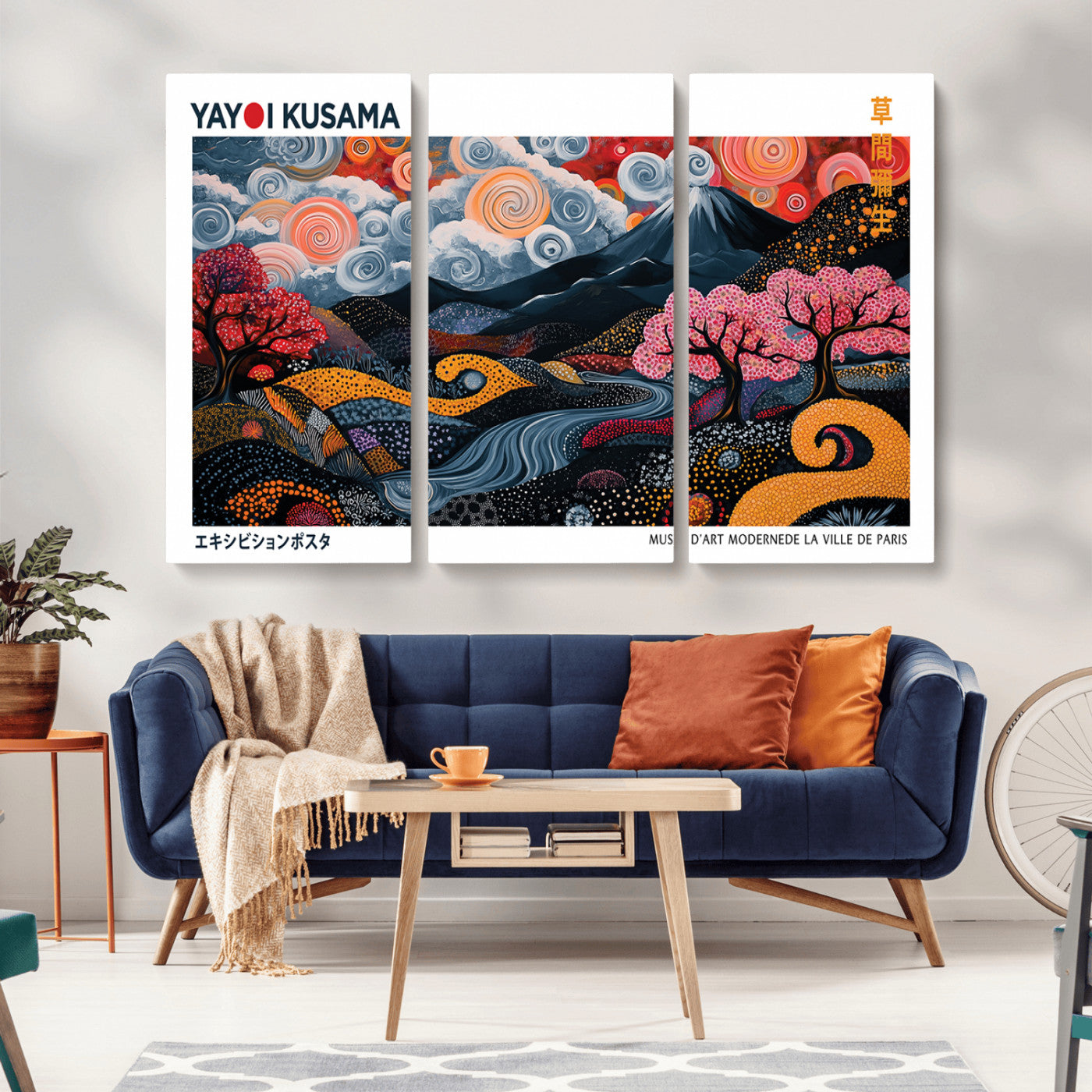 43879290-MGV-CV-36X24-Japanese Abstract Wall Art – Mount Fuji Cherry Blossom Canvas Print, Modern Asian Inspired Landscape Decor for Living Room,