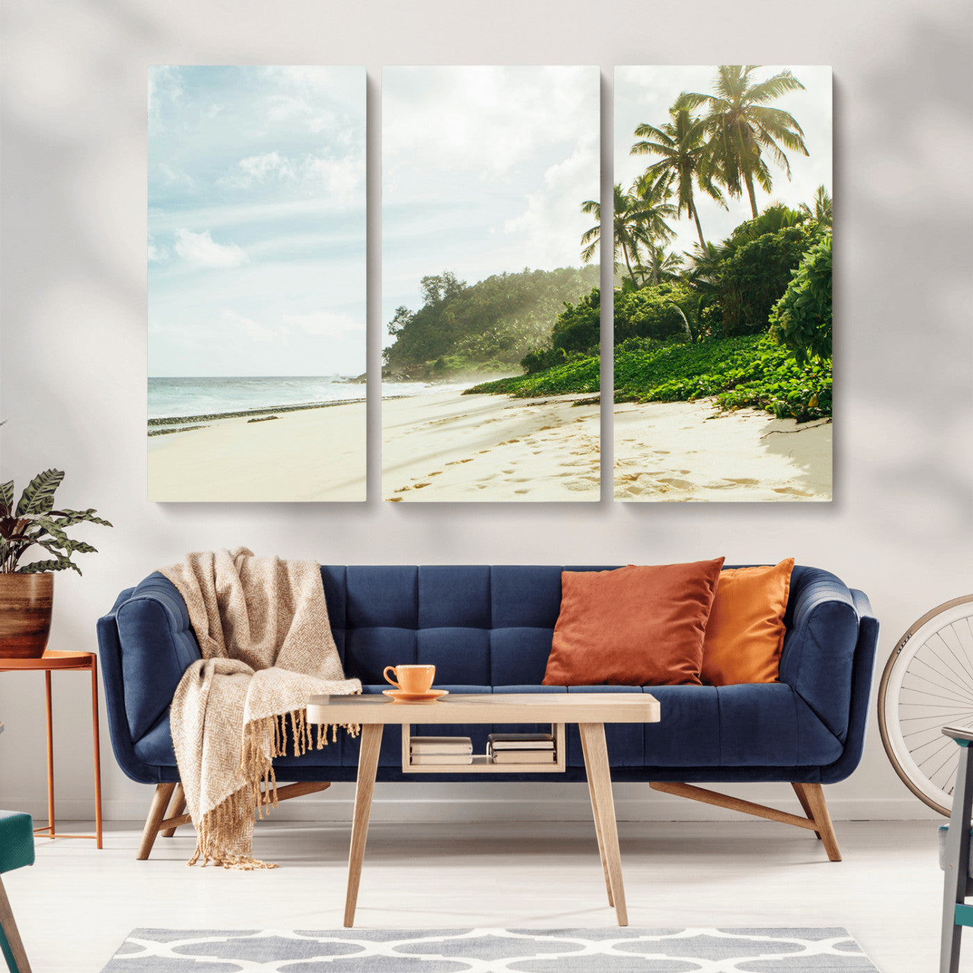 42984524-MGV-CV-36X24-Relaxing Beach Wall Art Canvas Print, Framed Ocean View Art Picture Print, Coastal Serenity Perfect Tropical Coastal Decor Artwork
