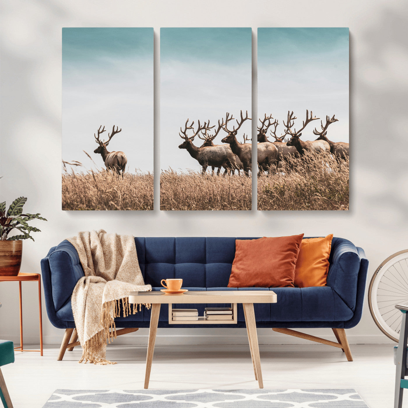 81594705-MGV-CV-36X24-Elk Herd Wall Art Canvas Print, Framed Wildlife Photography Art Picture Print, Rustic Nature Print Perfect Rustic Wildlife Decor