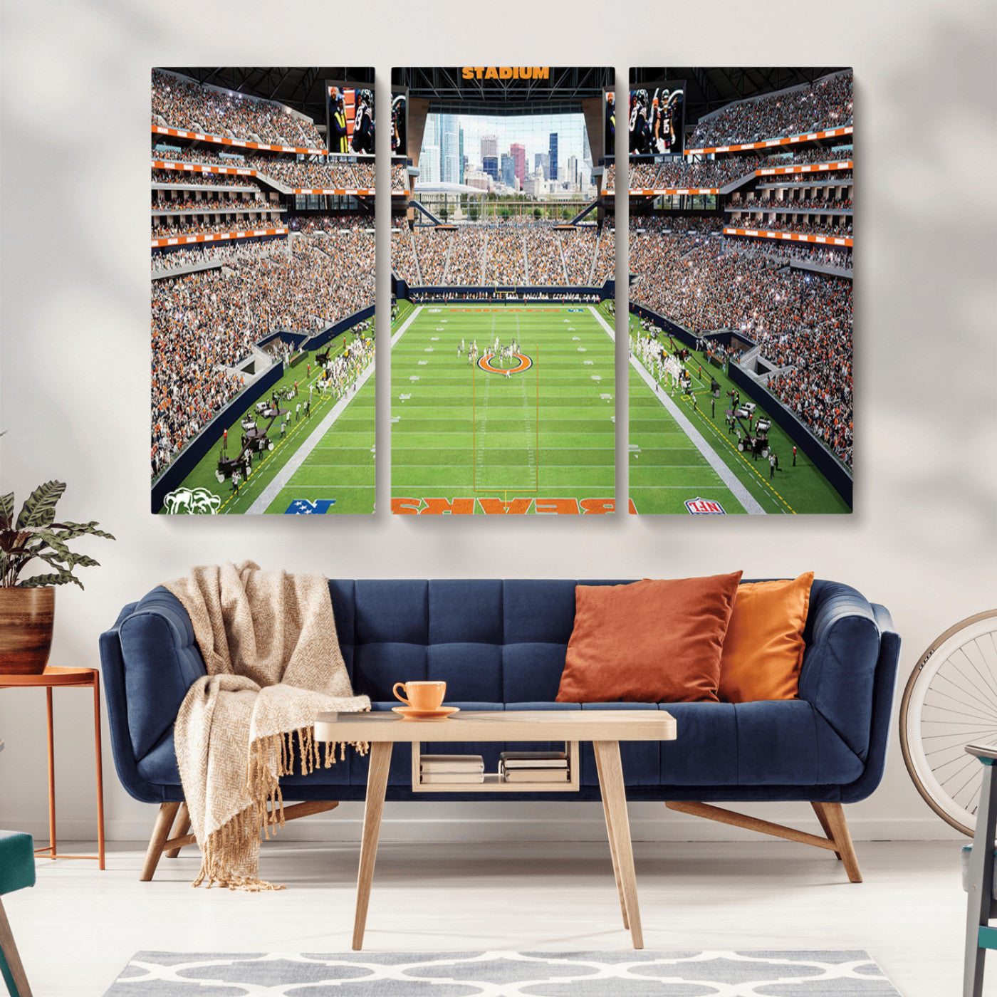 76935553-MGV-CV-36X24-Football Stadium Wall Art – Panoramic Game Day Canvas Print, Sports Decor for Man Cave, Office, Bar, or Living Room