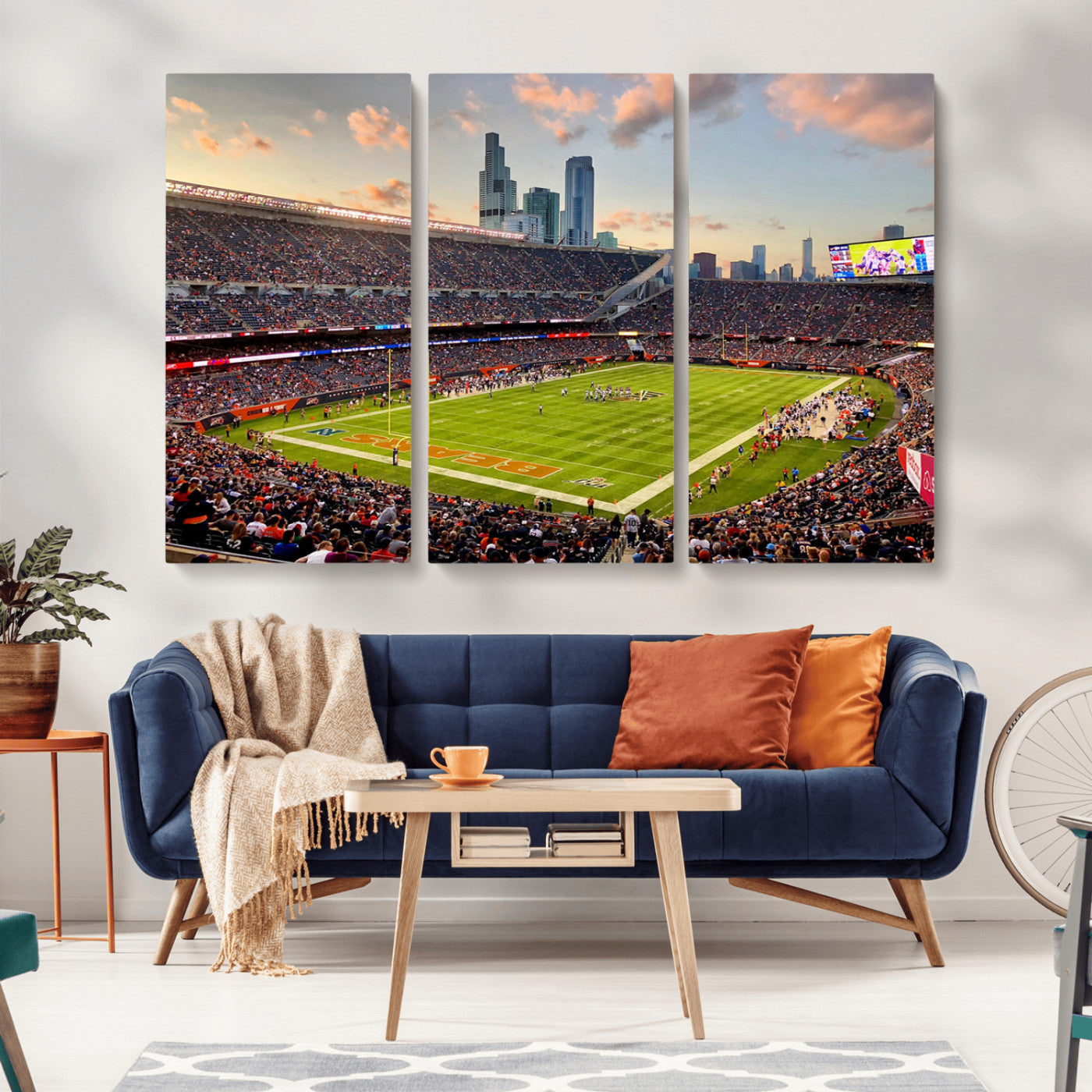 55377093-MGV-CV-36X24-Soldier Field Wall Art – Panoramic Chicago Bears Football Stadium Canvas Print, Game Day Sports Decor for Man Cave, Bar, Office,