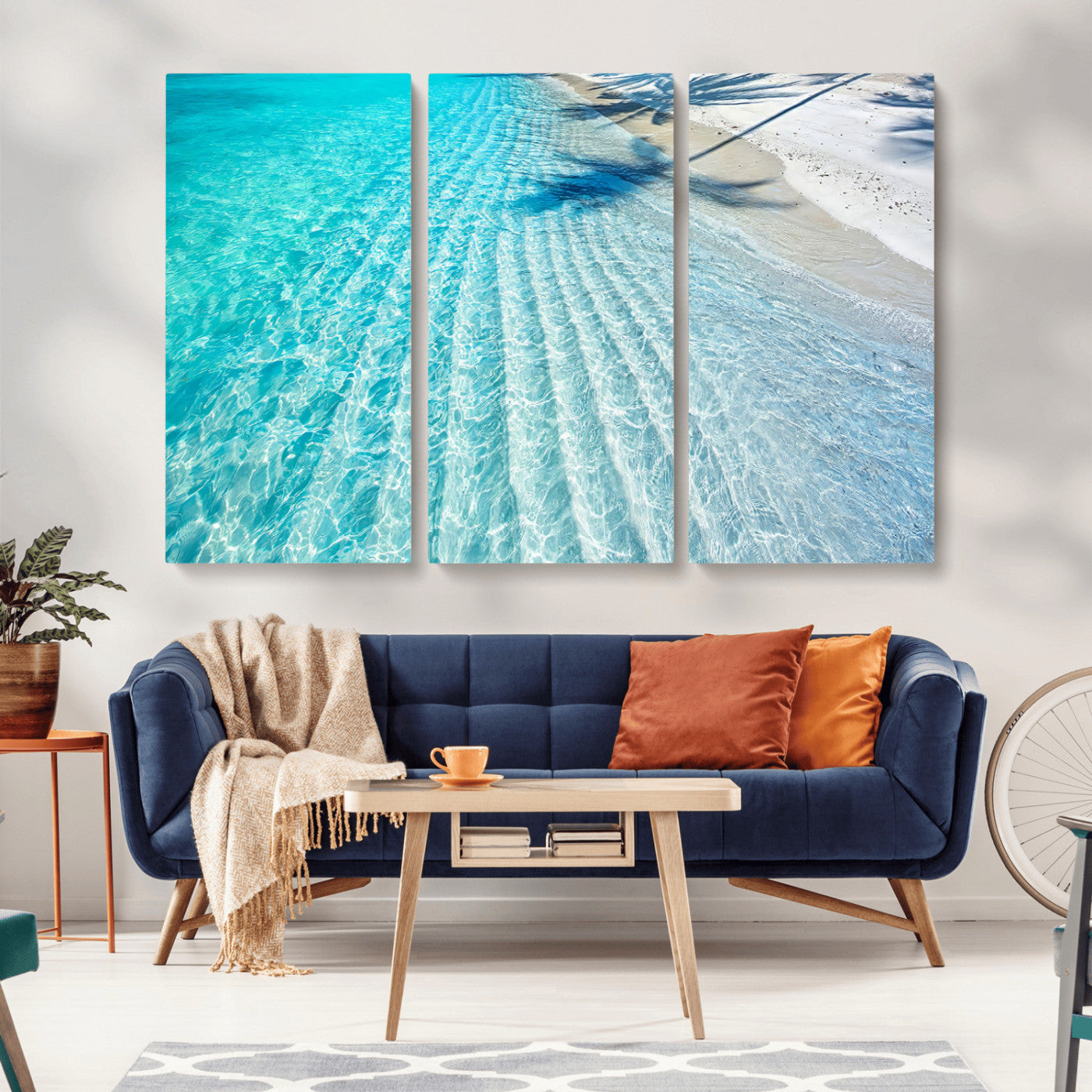 68127042-MGV-CV-36X24-Beach Wall Art – Tropical Ocean Canvas Print, Clear Water and White Sand Photography Decor for Bedroom, Living Room, Office,
