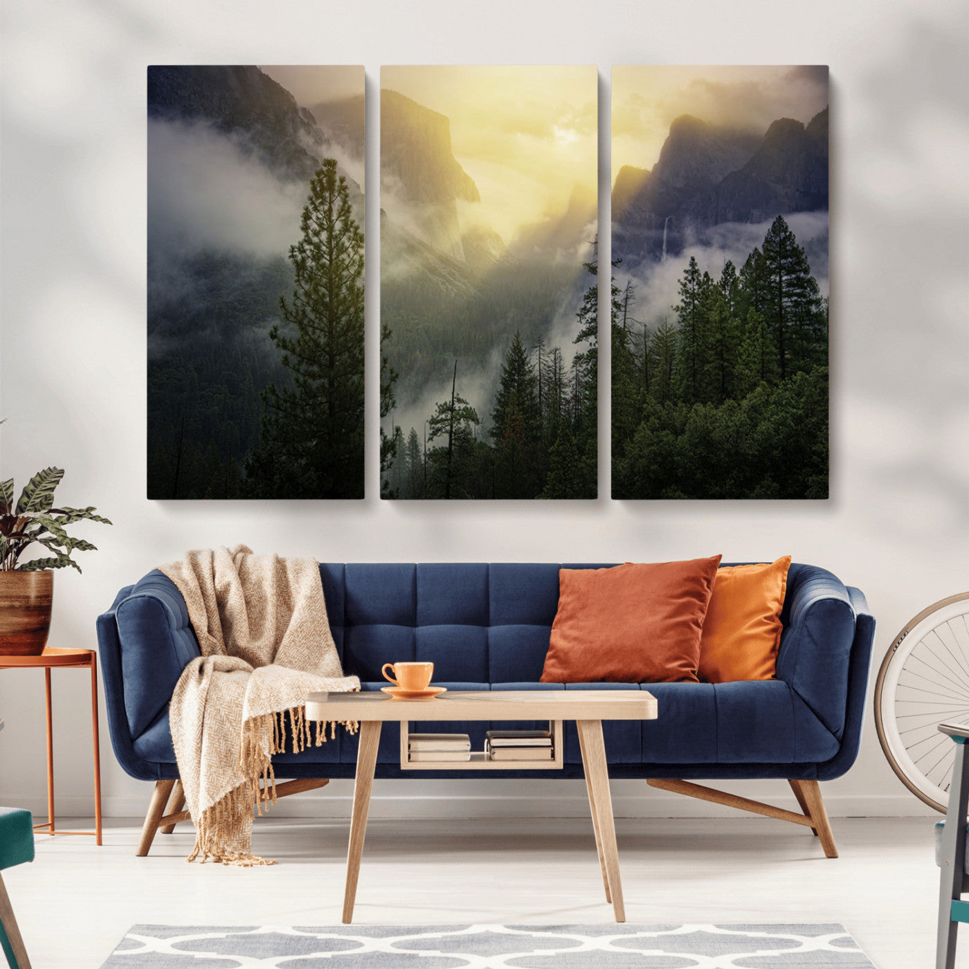 38316884-MGV-CV-36X24-Landscape Wall Art – Misty Mountain Valley Canvas Print, Scenic Pine Forest and Sunrise Photography Decor for Bedroom, Living