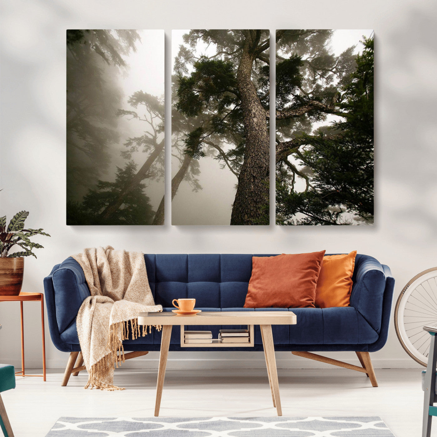 87969493-MGV-CV-36X24-Forest Wall Art – Misty Tall Trees Canvas Print, Dramatic Woodland Photography Decor for Bedroom, Living Room, Office, Cabin,