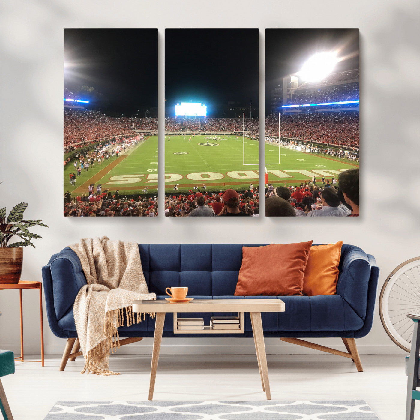 16230786-MGV-CV-36X24-Sanford Stadium Wall Art – Georgia Bulldogs Football Night Game Canvas Print, College Sports Decor for Man Cave, Bar, Office, or