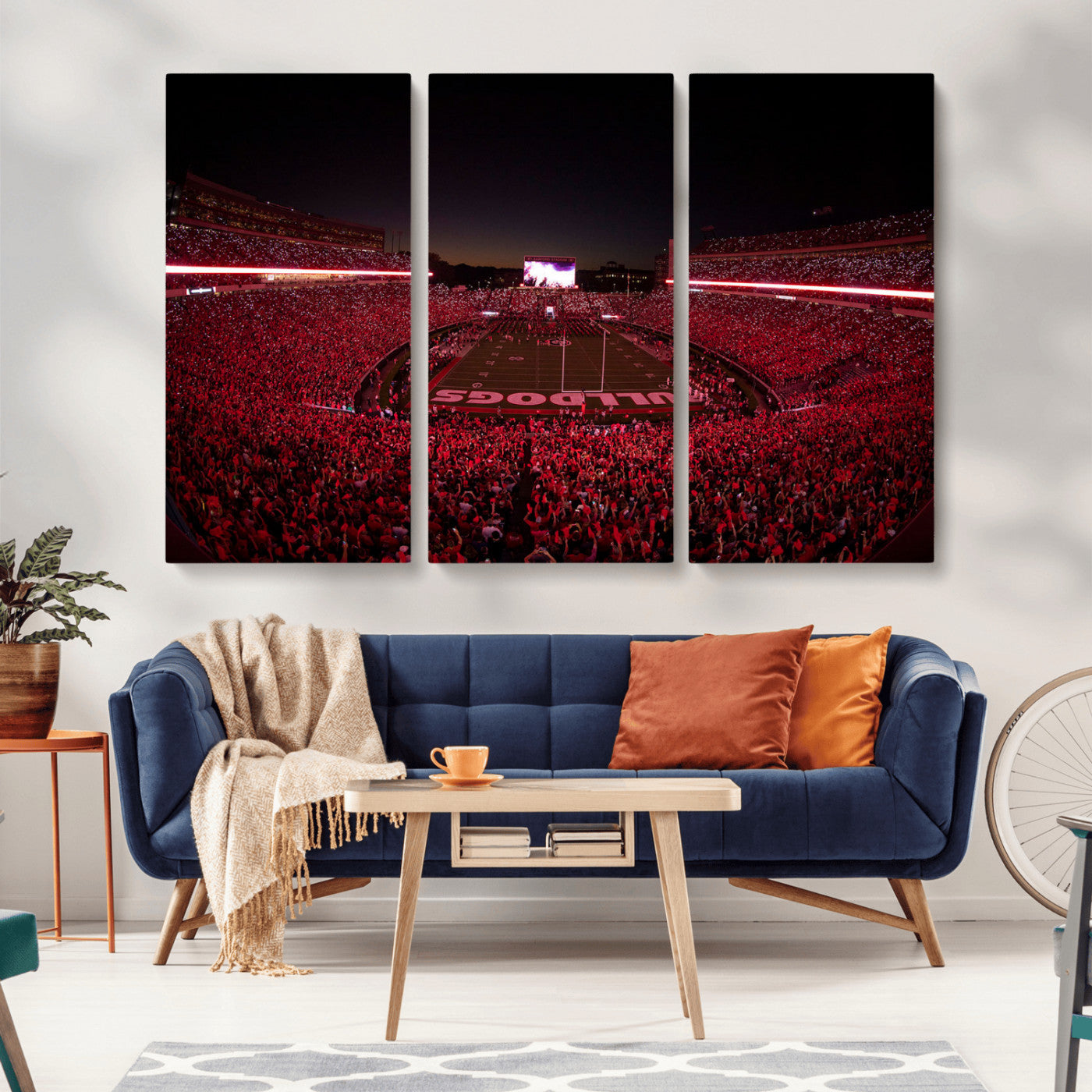 38331045-MGV-CV-36X24-Sanford Stadium Wall Art – Georgia Bulldogs Football Red Night Game Canvas Print, Electric College Sports Decor for Man Cave or