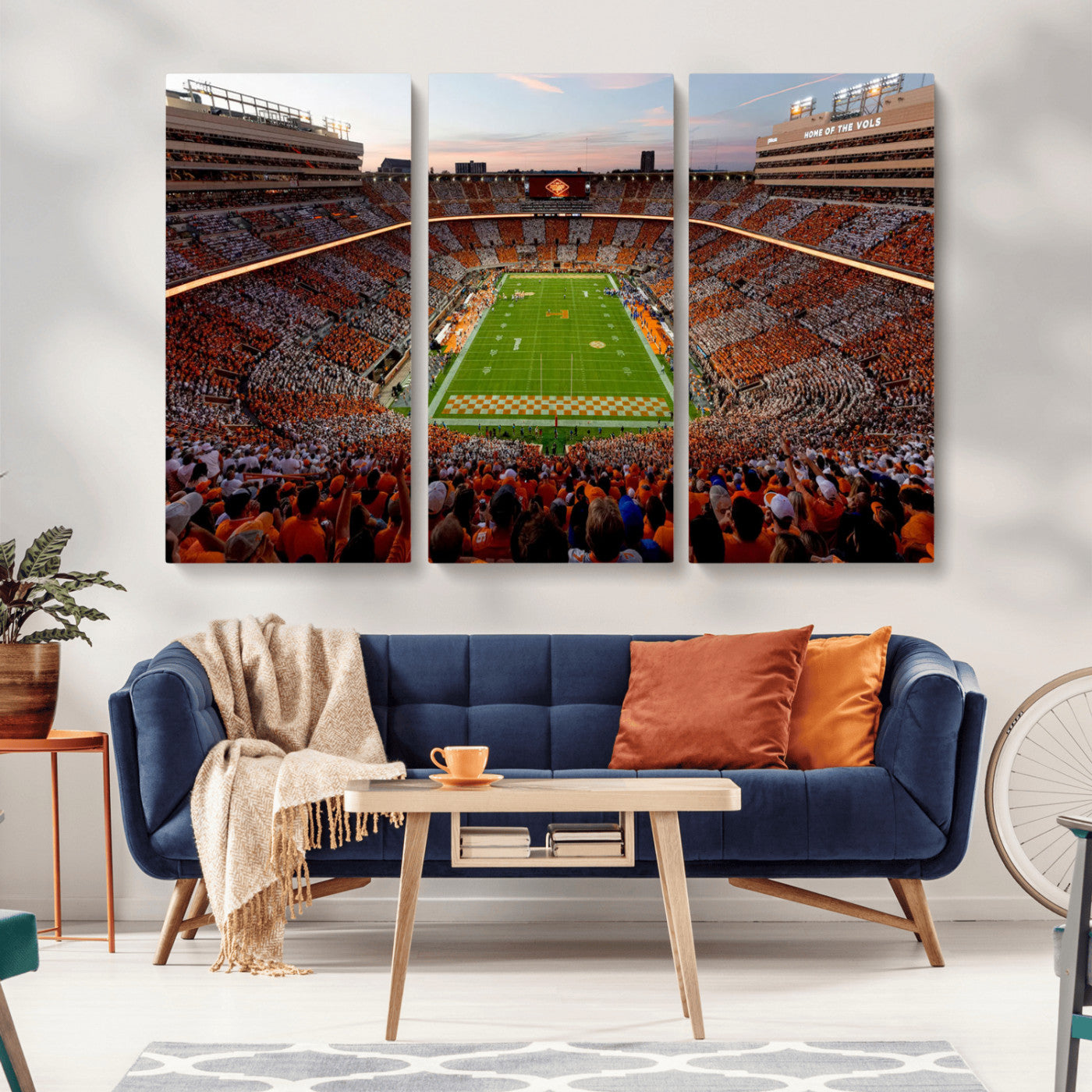 37160229-MGV-CV-36X24-Neyland Stadium Wall Art – Panoramic Tennessee Volunteers Sunset Canvas Print, Checkerboard Crowd Football Game Day Decor for