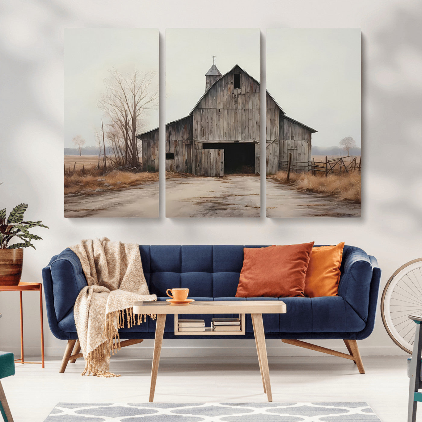 90499-MGV-CV-36X24-Old Barn Wall Art Canvas Print, Framed Rustic Barn Art Picture Print, Abandoned Farm Perfect Rustic Farmhouse Decor Artwork
