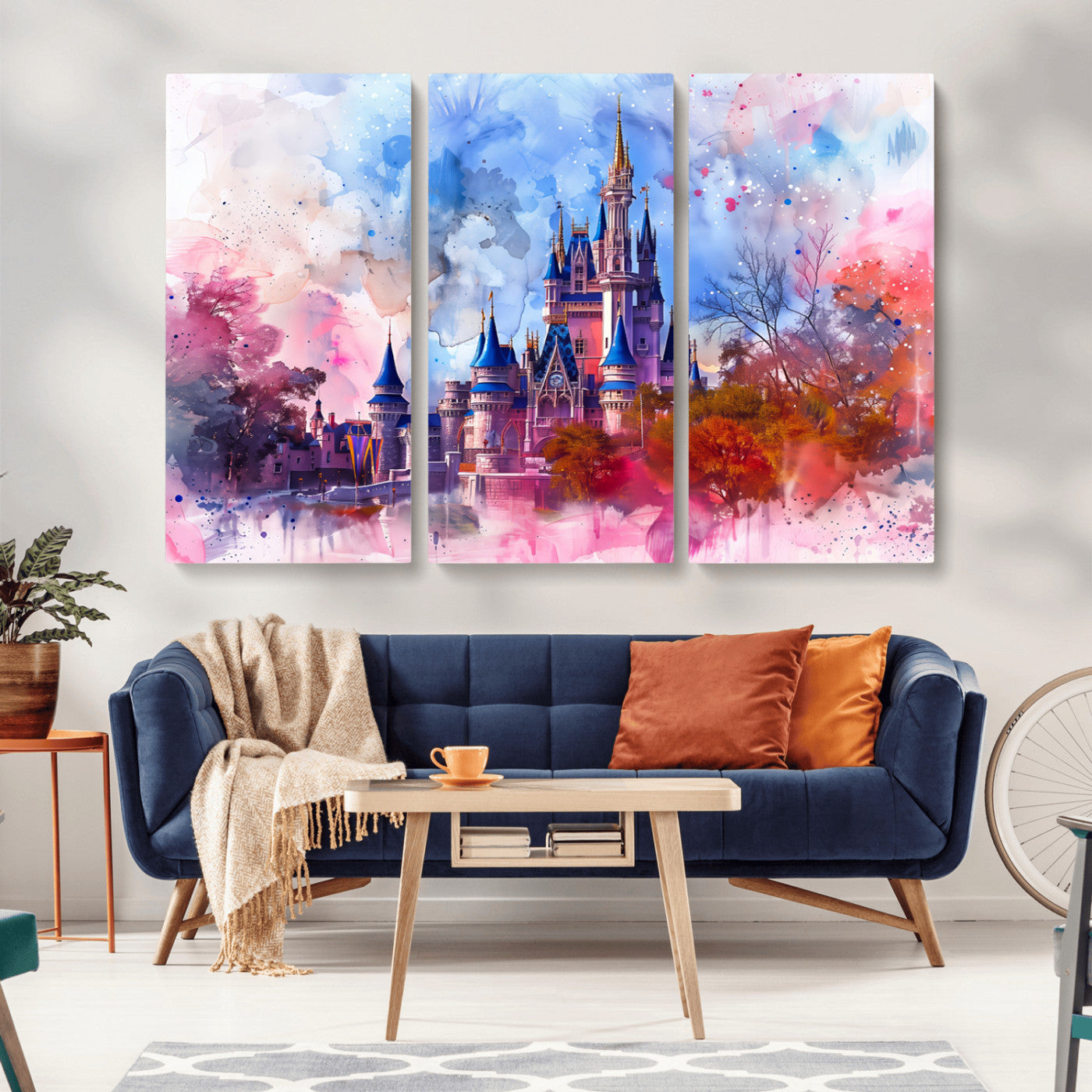 15129-MGV-CV-36X24-Disney Castle Wall Art Canvas Print, Framed Cinderella Palace Art Picture Print, Fantasy Kingdom Perfect Whimsical Fairytale Decor