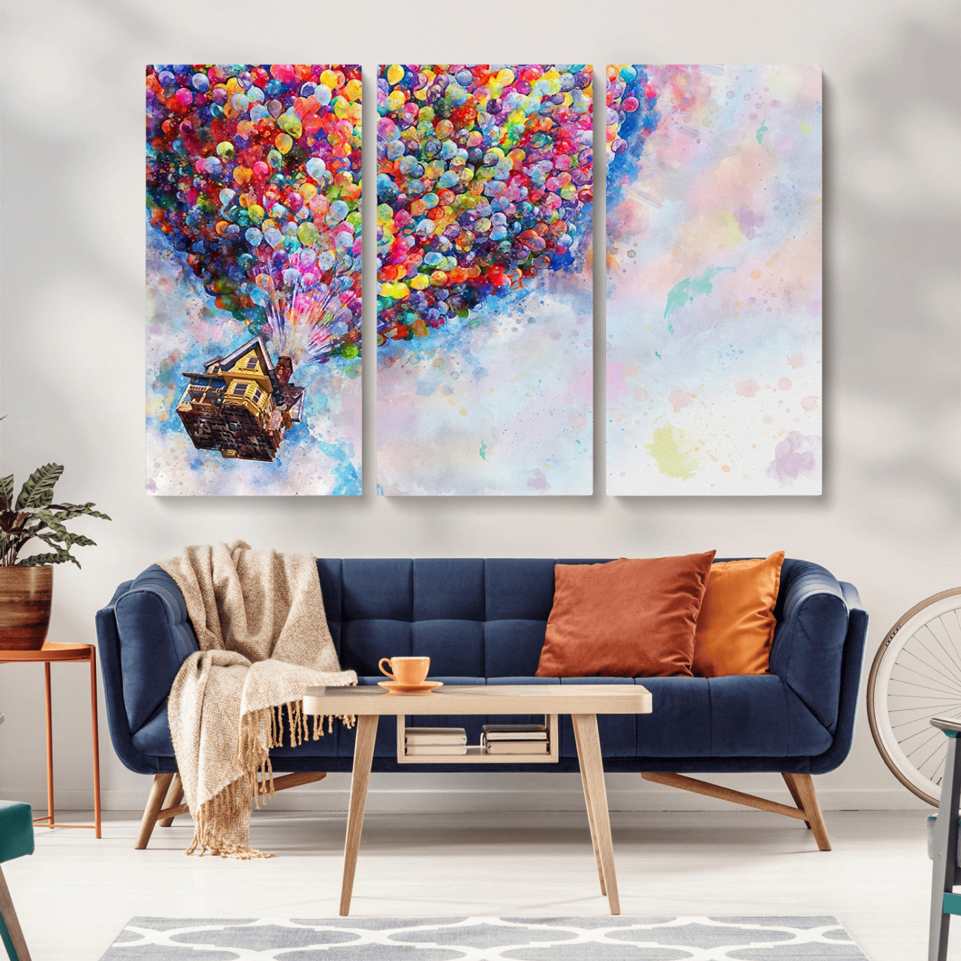 18792-MGV-CV-36X24-Up Movie House Wall Art Canvas Print, Framed Carls Journey Art Picture Print, Up Inspired Perfect Animated Whimsical Decor Artwork