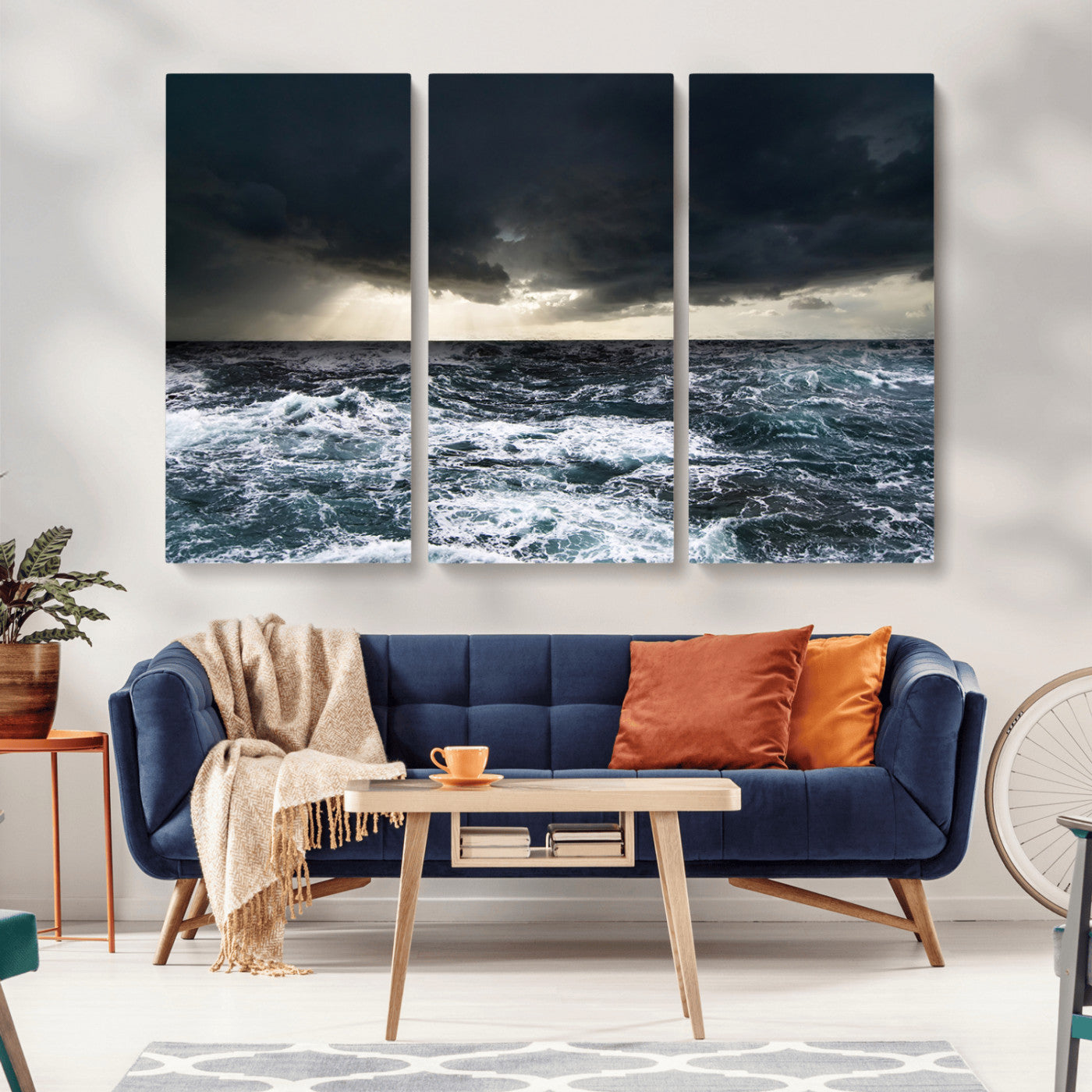 51359-MGV-CV-36X24-Stormy Ocean Wall Art Canvas Print, Framed Moody Seascape Art Picture Print, Ocean Storm Perfect Dramatic Coastal Decor Artwork