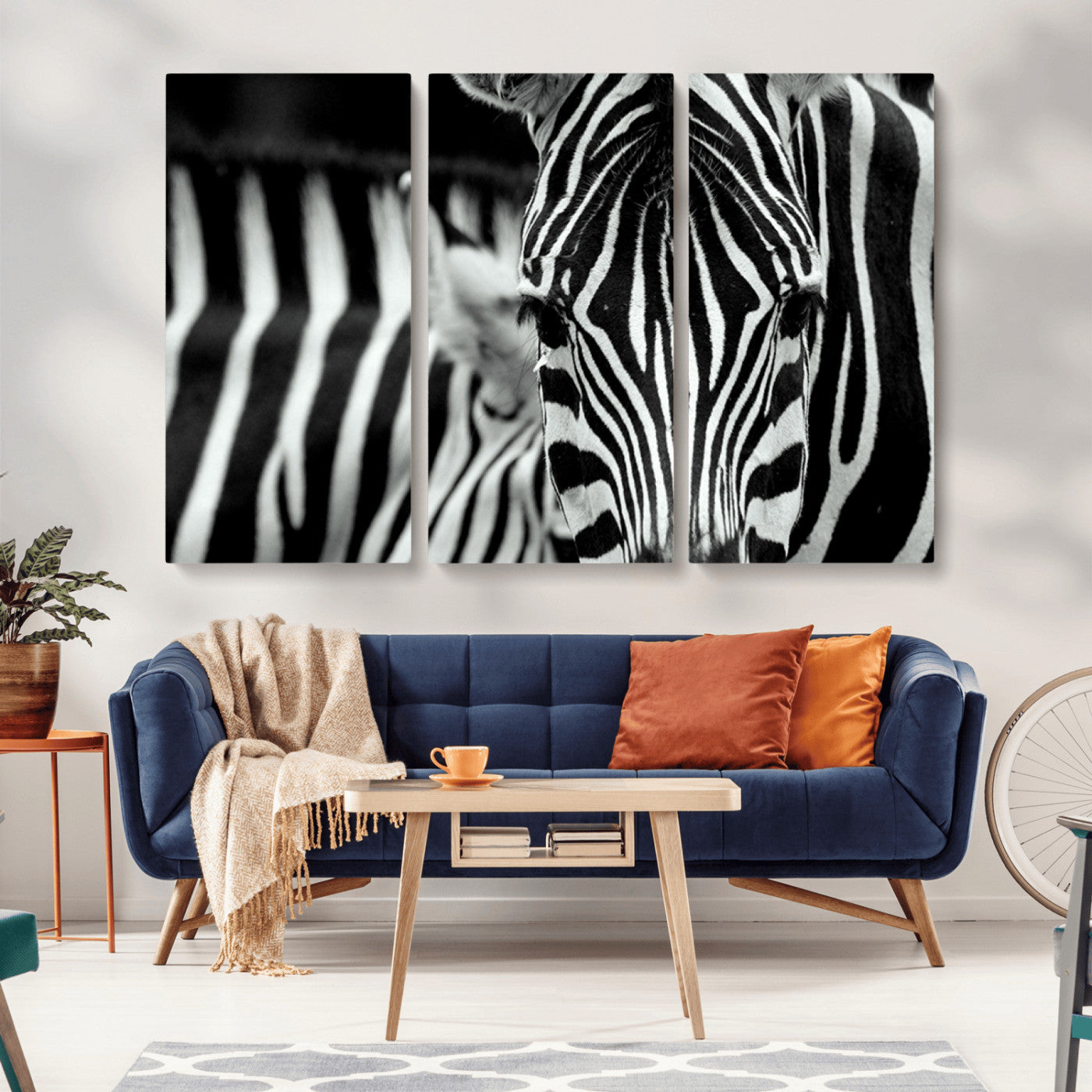 43631-MGV-CV-36X24-Zebra Wall Art – Black & White Safari Wildlife Canvas Print, Modern Animal Photography Decor for Living Room, Office, or Bedroom