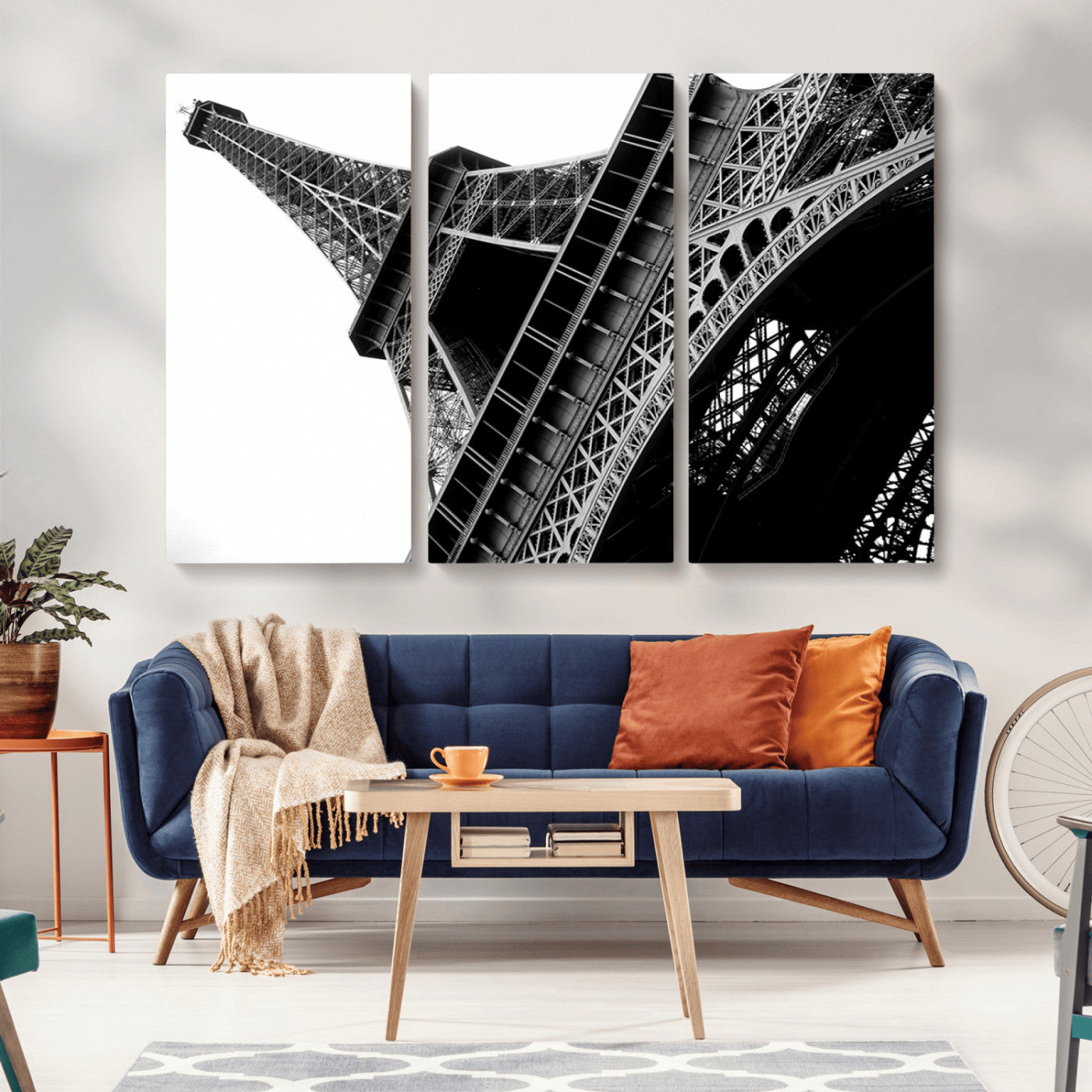 89033-MGV-CV-36X24-Eiffel Tower Wall Art – Dramatic Black and White Architectural Canvas Print, Modern Paris Decor for Office, Living Room or