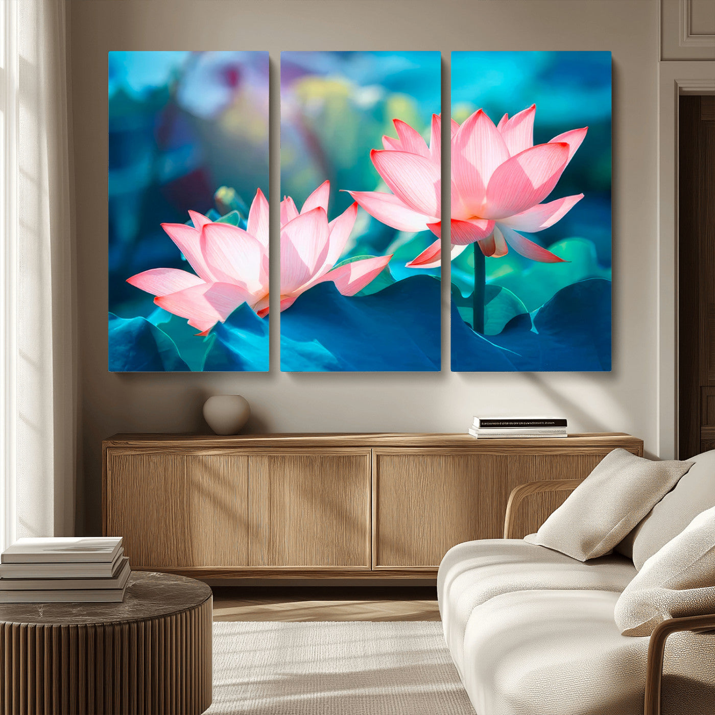 32559-MGV-CV-36X24-Lotus Flower Wall Art – Pink Water Lily Canvas Print, Tranquil Nature Decor for Living Room, Bedroom or Meditation Space